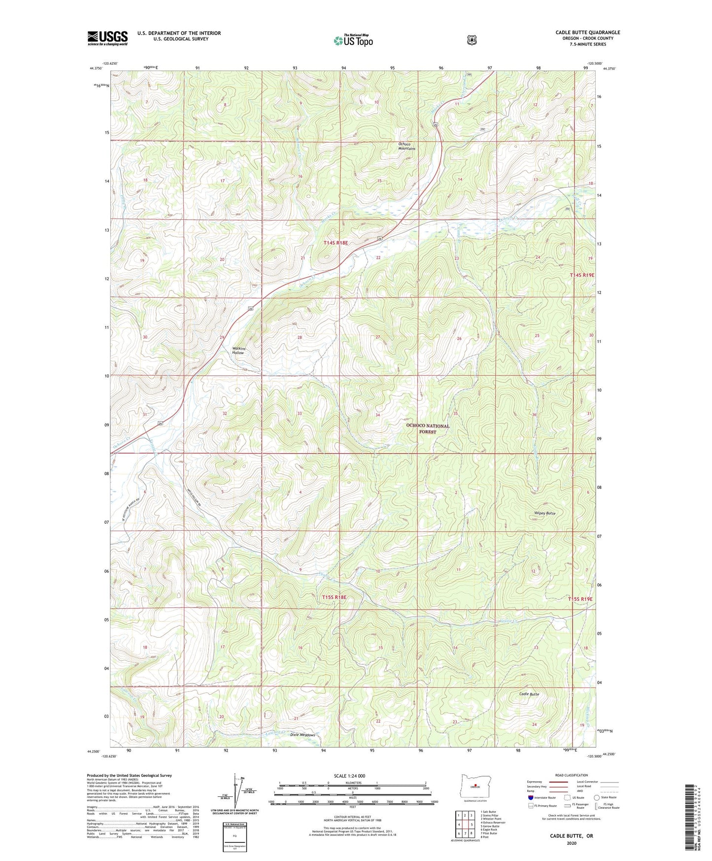 Cadle Butte Oregon US Topo Map Image