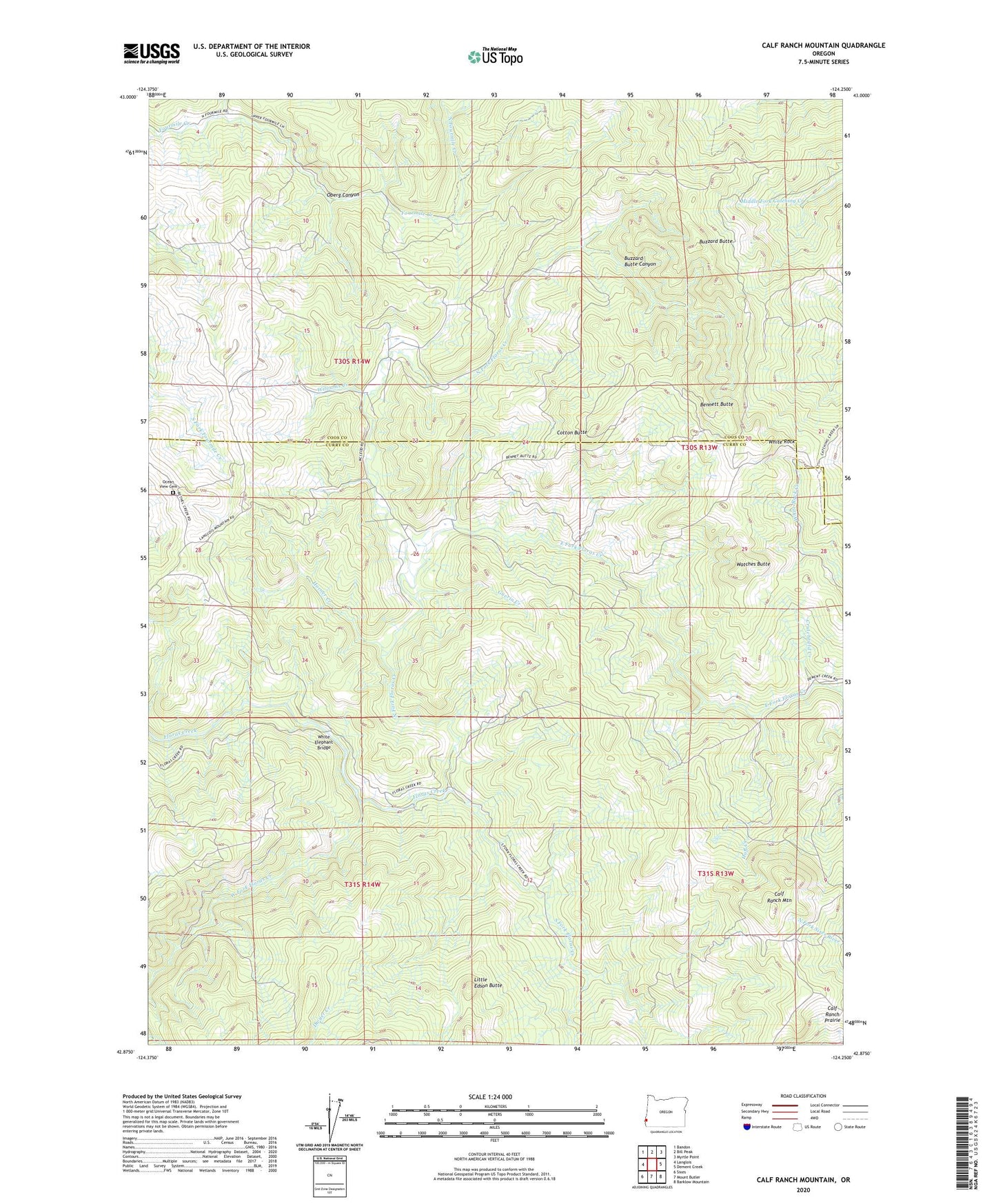 Calf Ranch Mountain Oregon US Topo Map Image