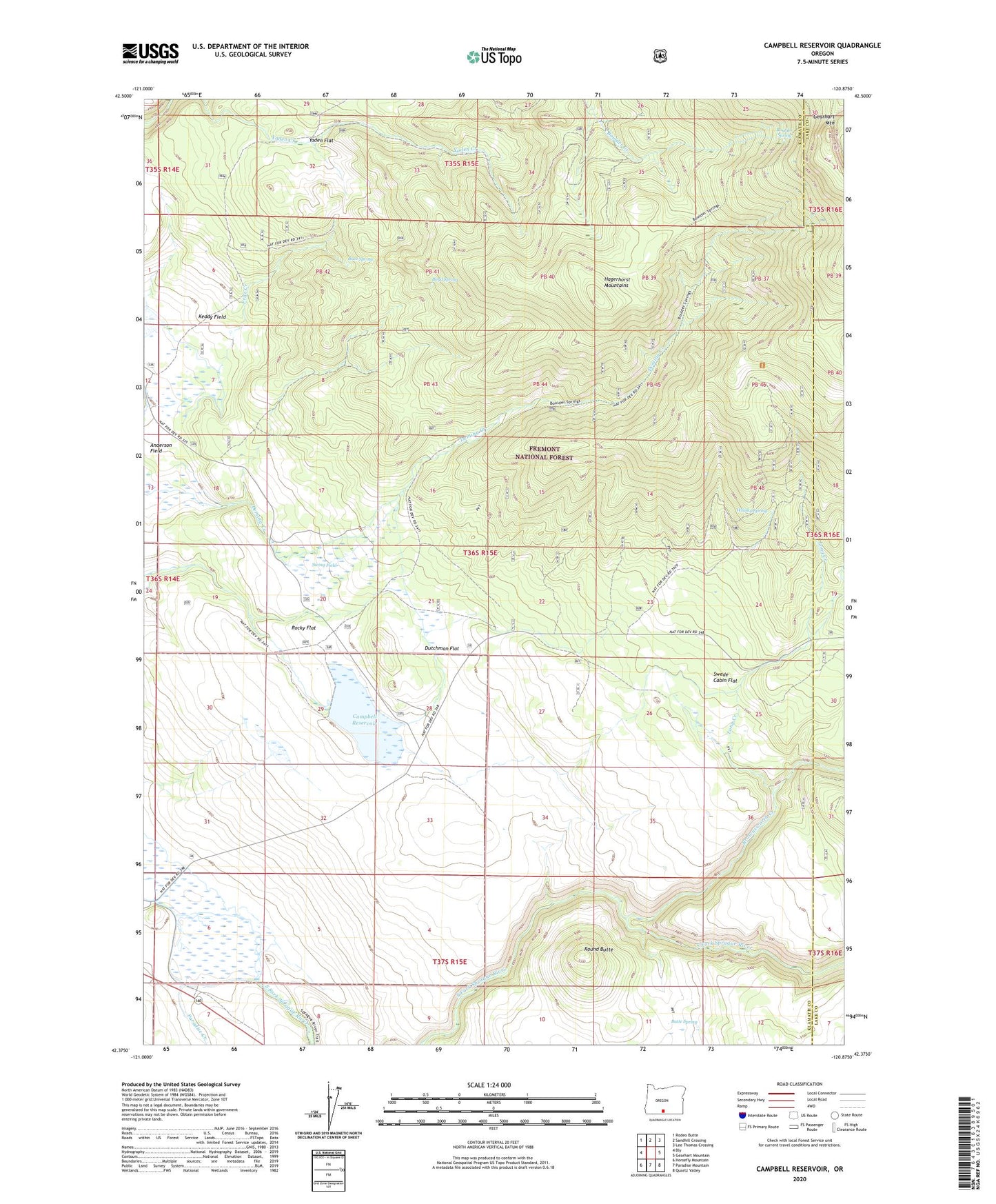 Campbell Reservoir Oregon US Topo Map Image