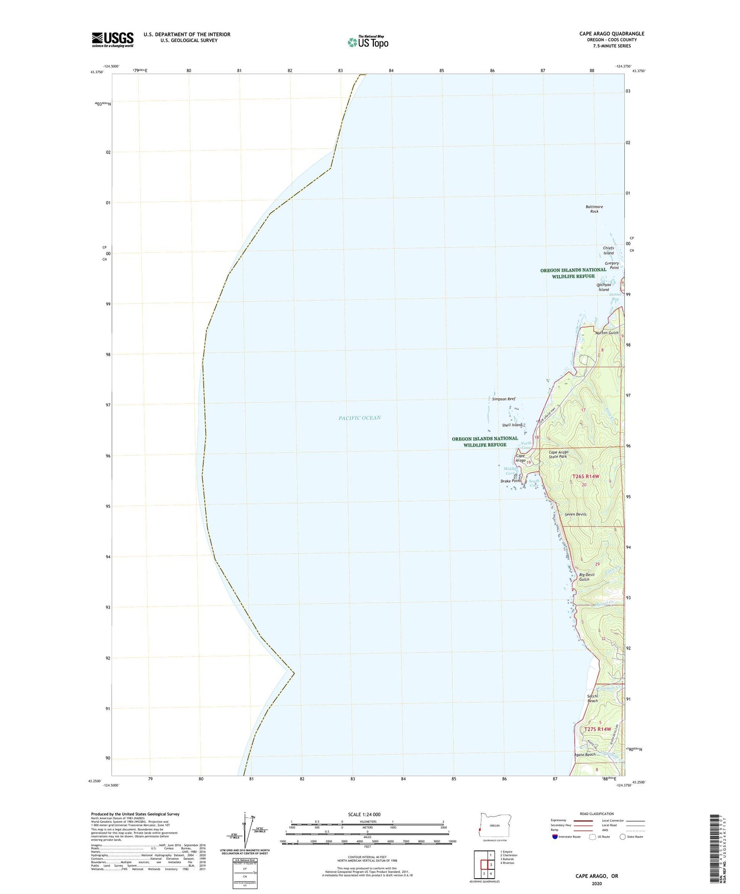 Cape Arago Oregon US Topo Map Image