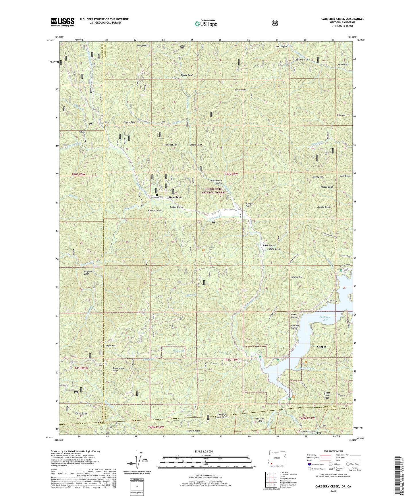 Carberry Creek Oregon US Topo Map Image