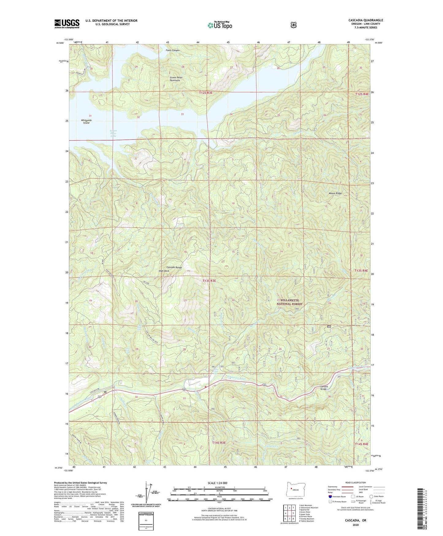 Cascadia Oregon US Topo Map Image
