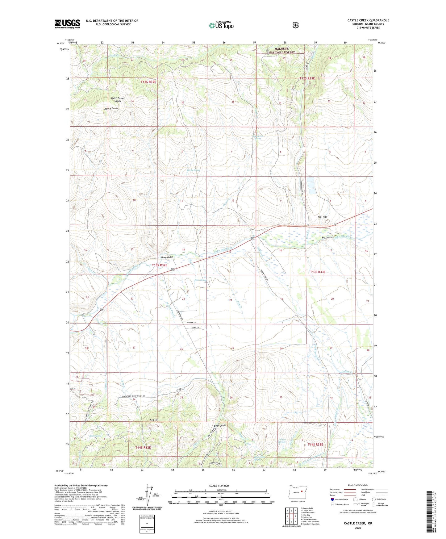 Castle Creek Oregon US Topo Map Image