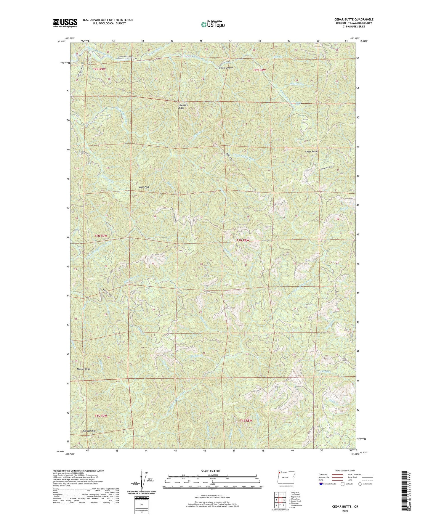 Cedar Butte Oregon US Topo Map Image