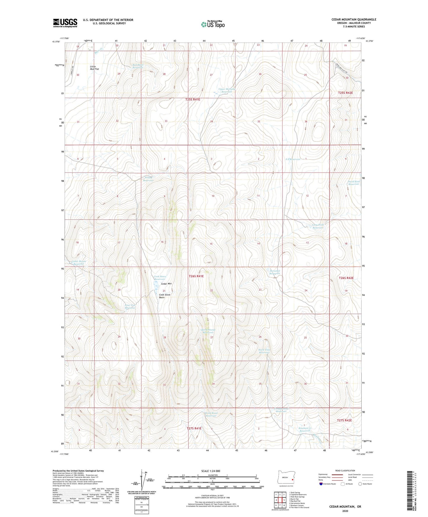 Cedar Mountain Oregon US Topo Map Image