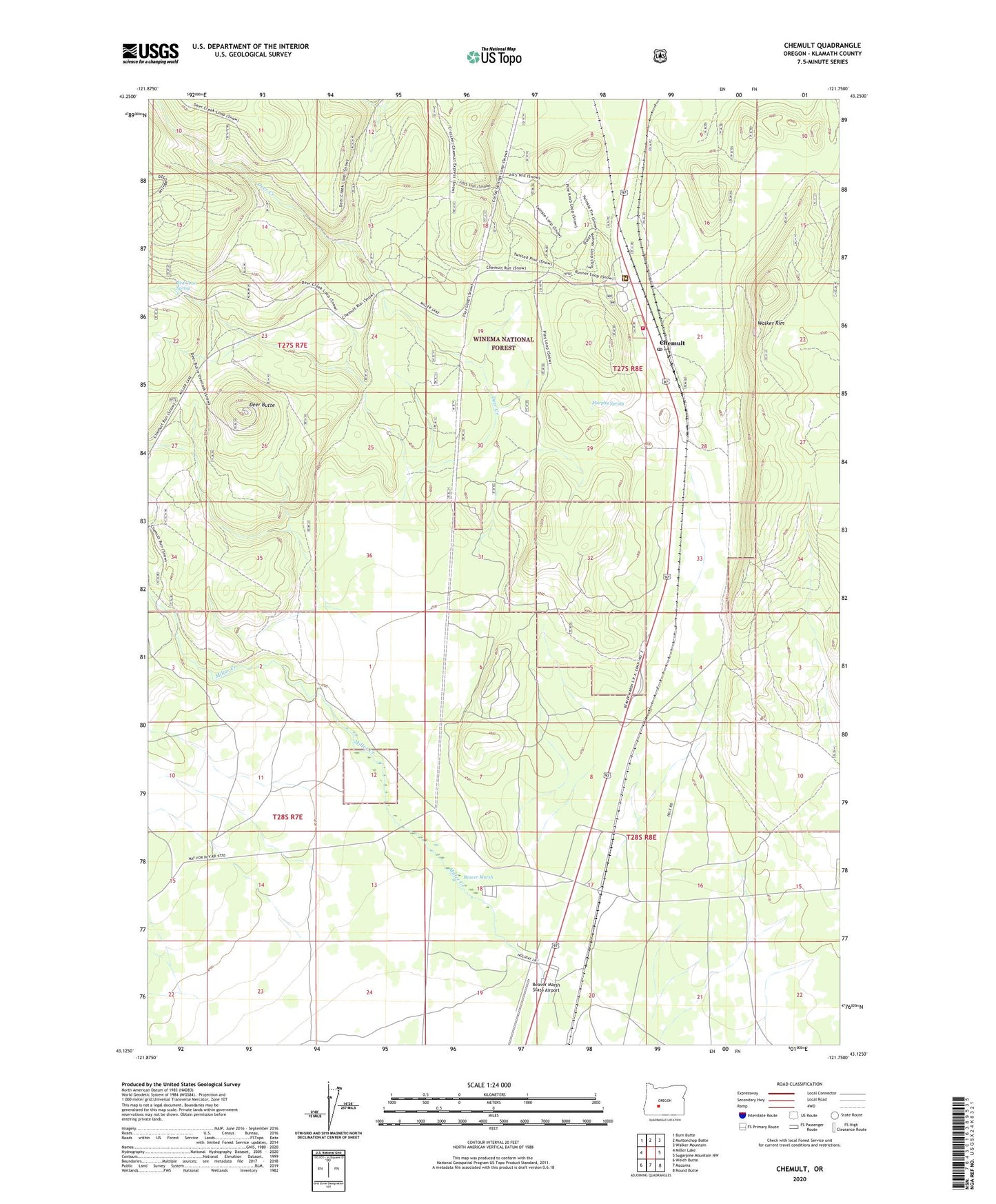 Chemult Oregon US Topo Map Image