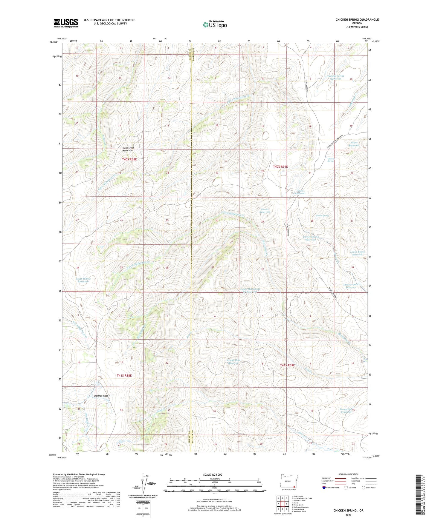 Chicken Spring Oregon US Topo Map Image