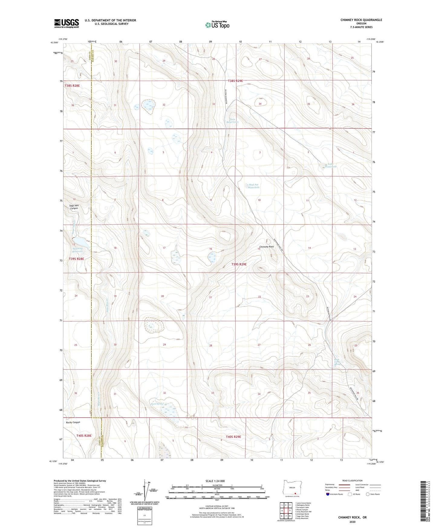 Chimney Rock Oregon US Topo Map Image