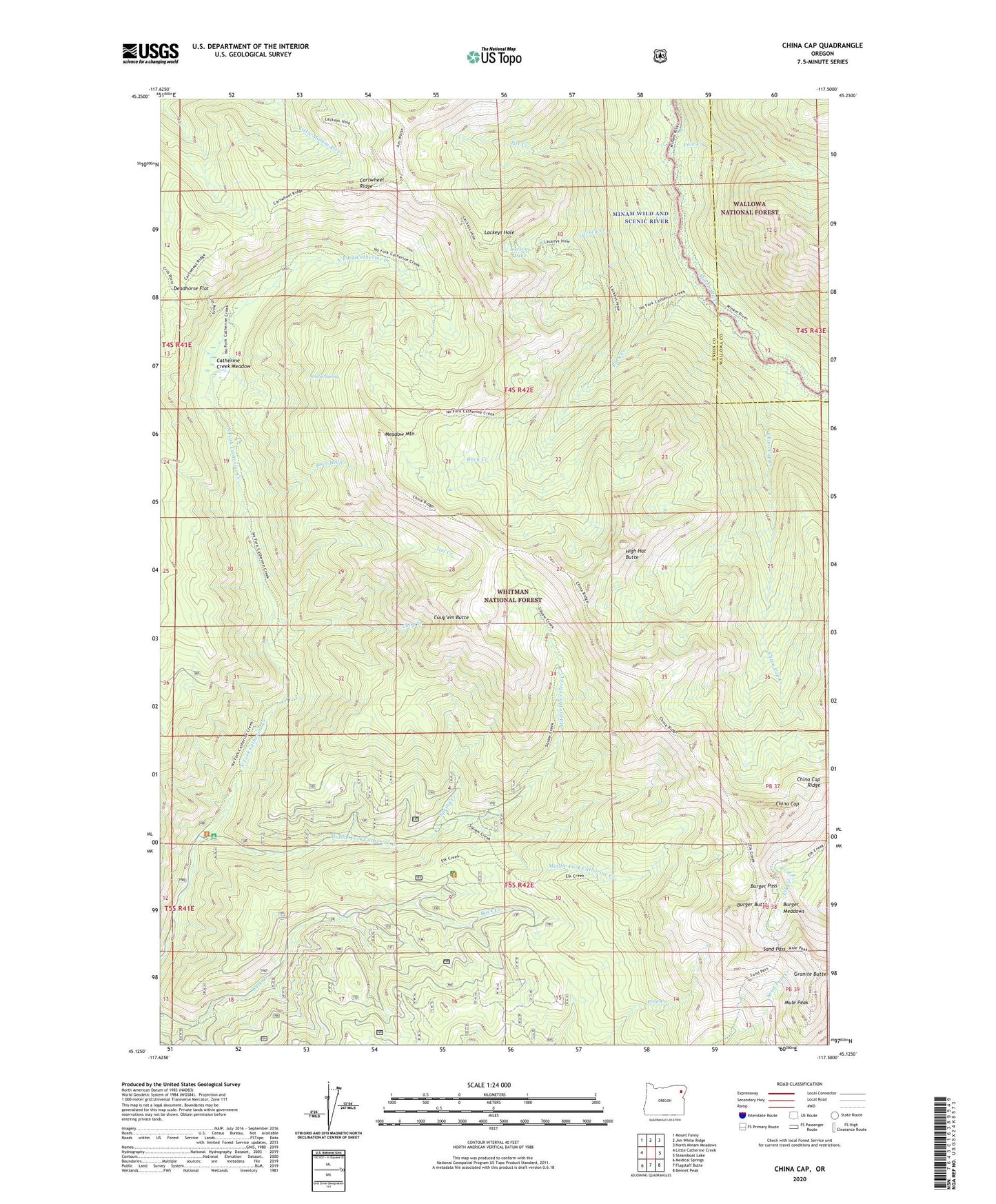 China Cap Oregon US Topo Map Image