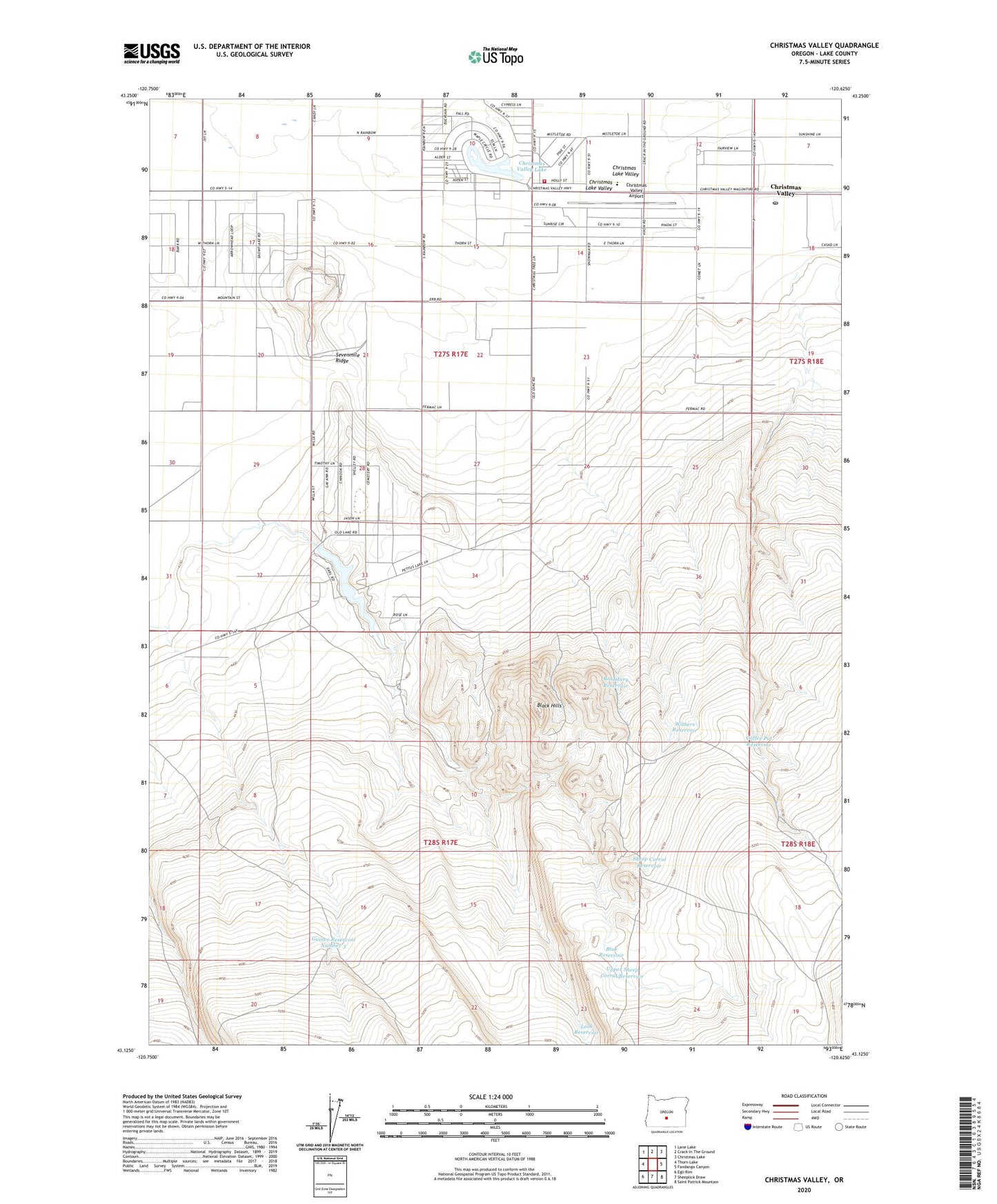 Christmas Valley Oregon US Topo Map Image
