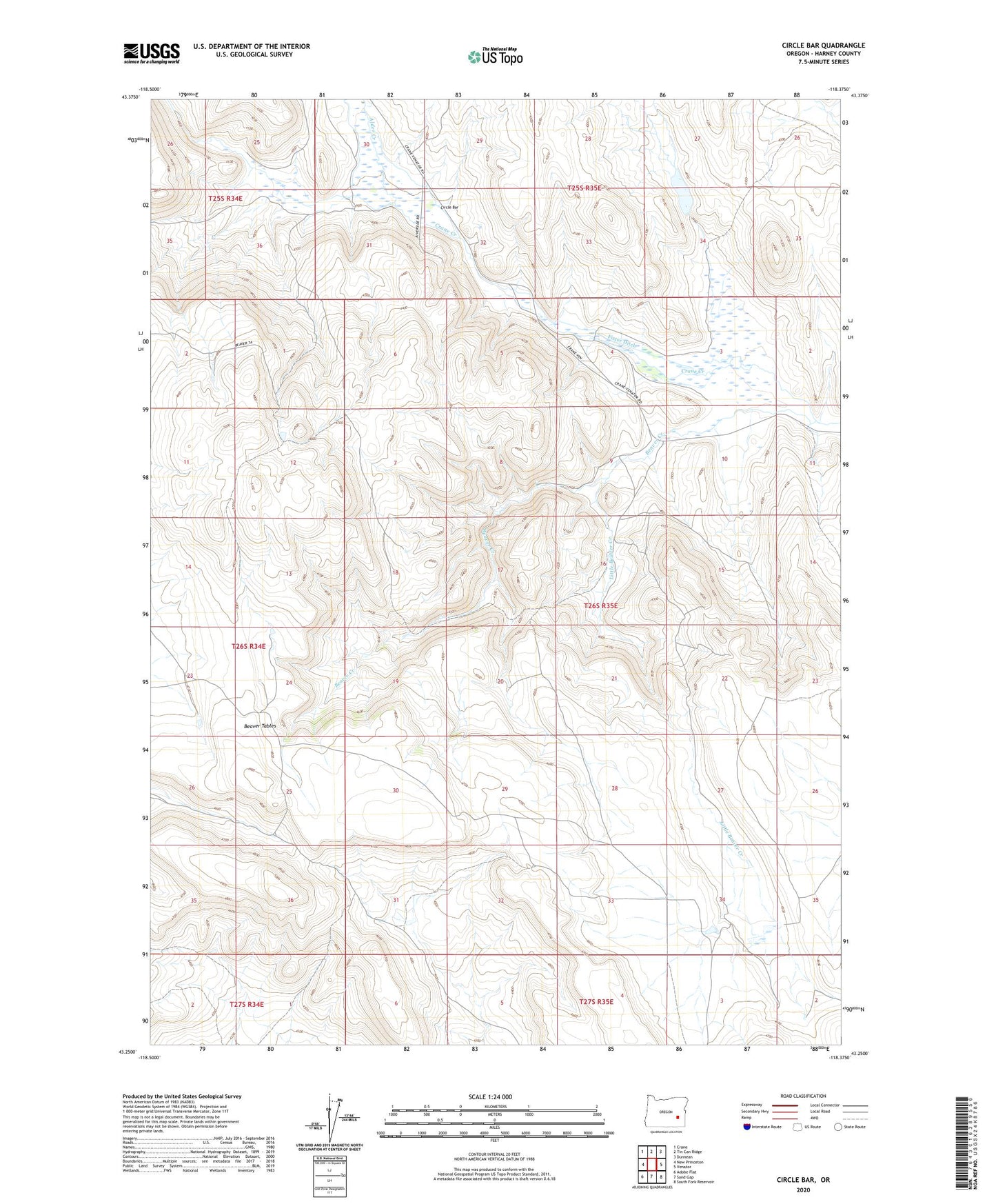 Circle Bar Oregon US Topo Map Image