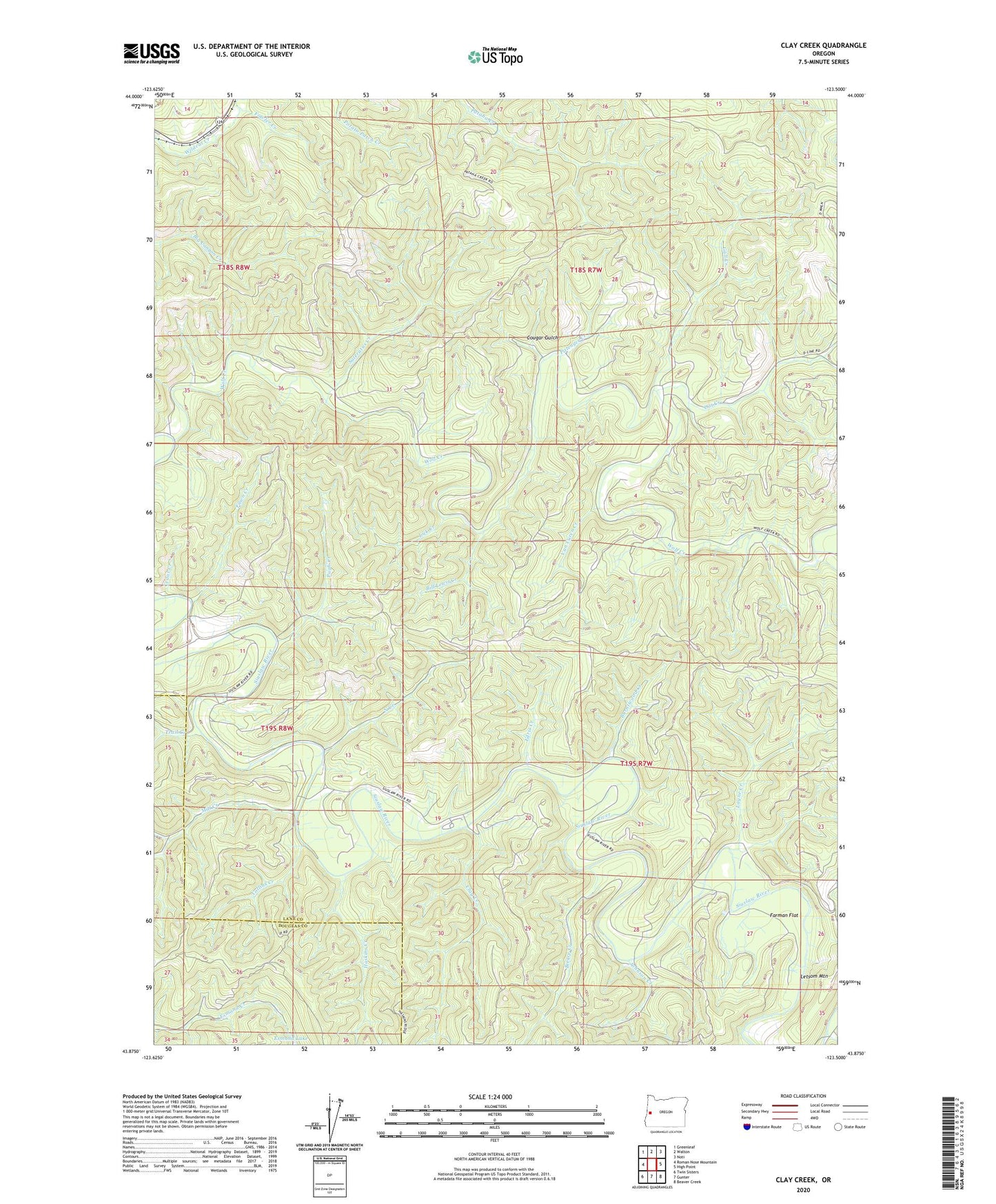 Clay Creek Oregon US Topo Map Image