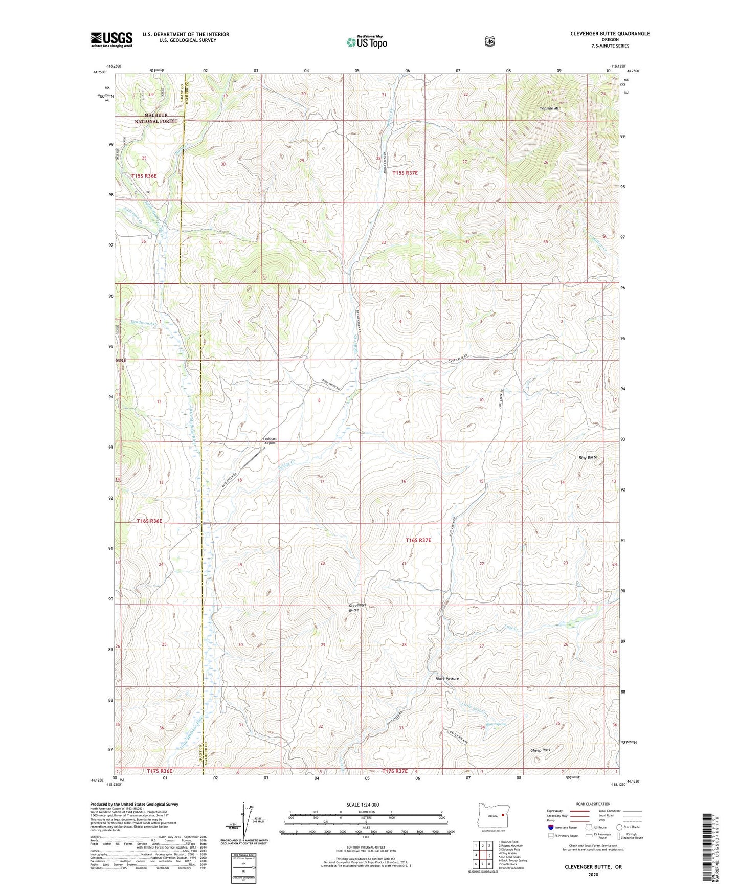 Clevenger Butte Oregon US Topo Map Image