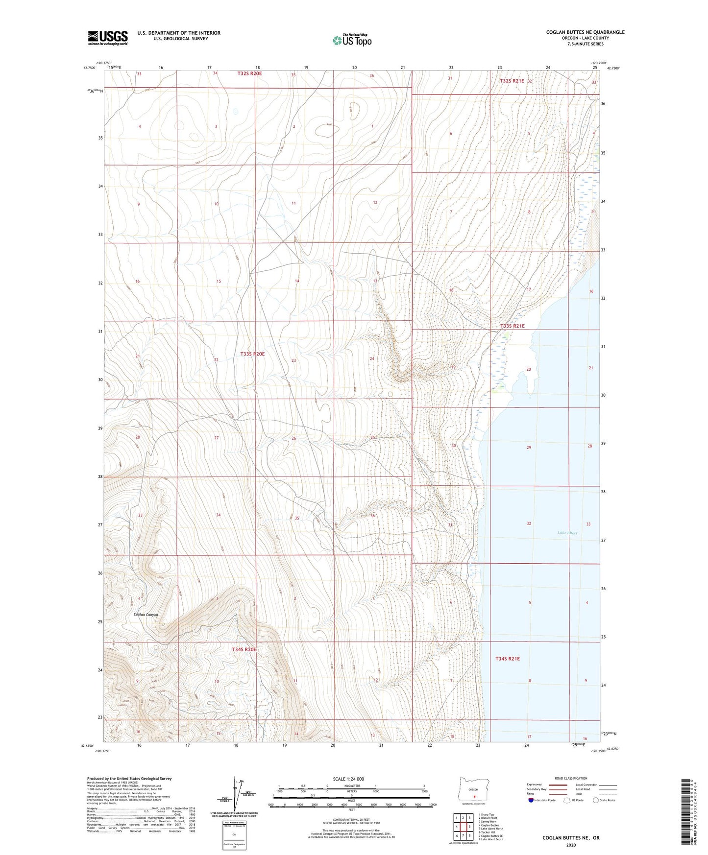 Coglan Buttes NE Oregon US Topo Map Image