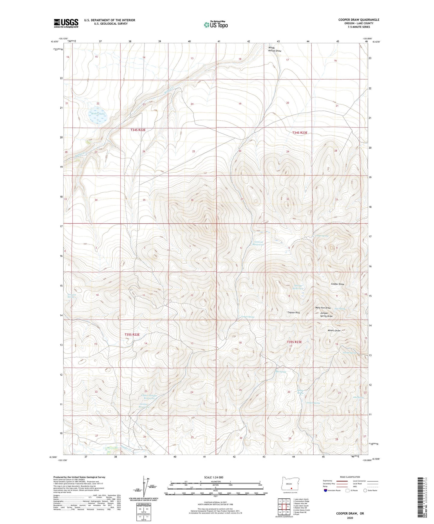 Cooper Draw Oregon US Topo Map Image