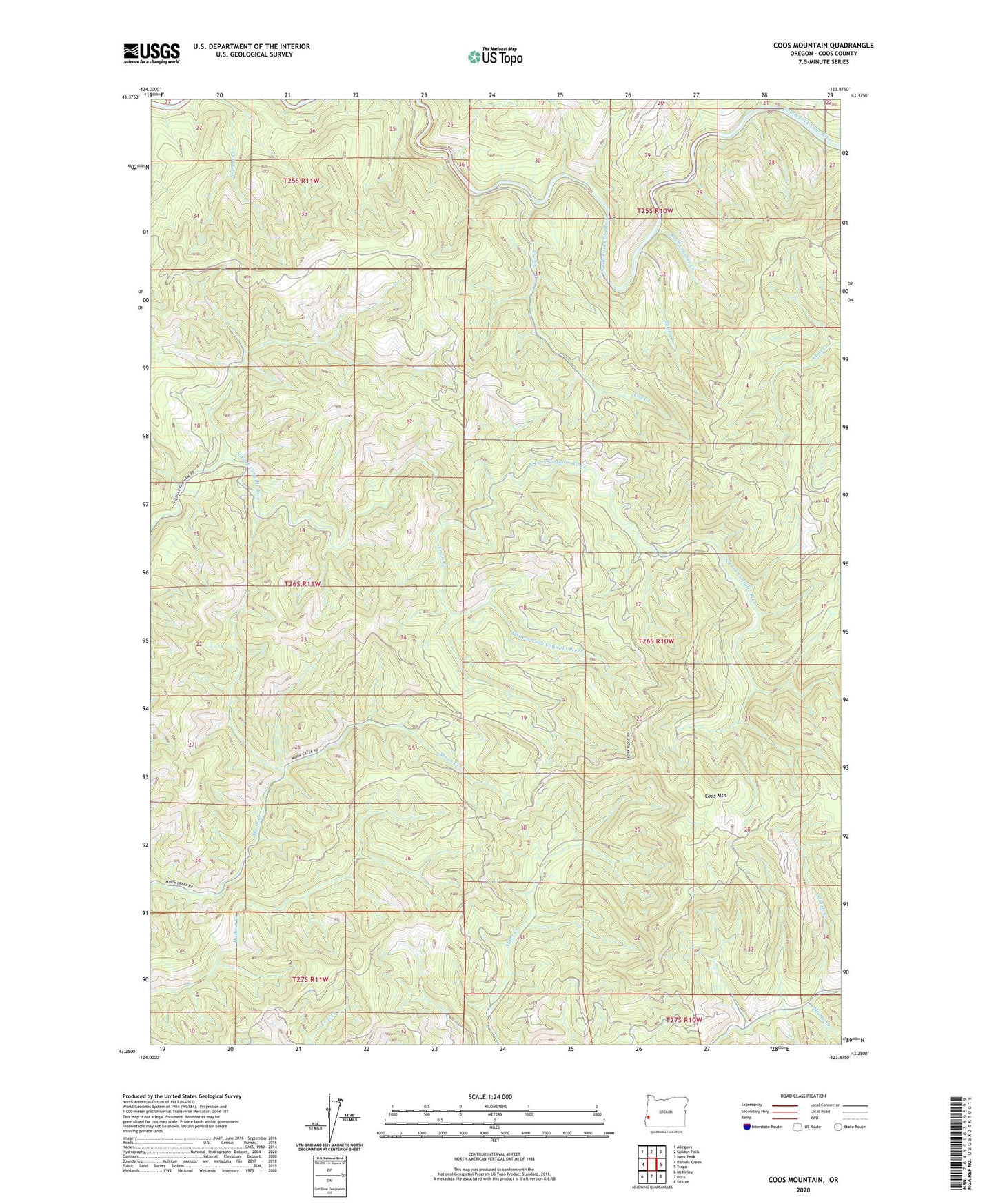 Coos Mountain Oregon US Topo Map Image