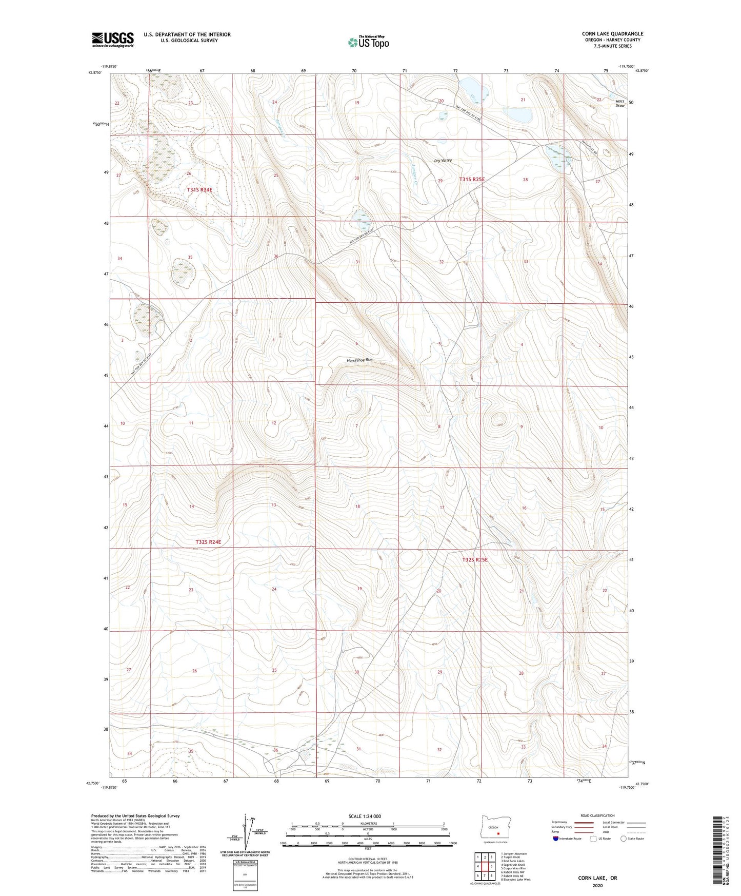 Corn Lake Oregon US Topo Map Image