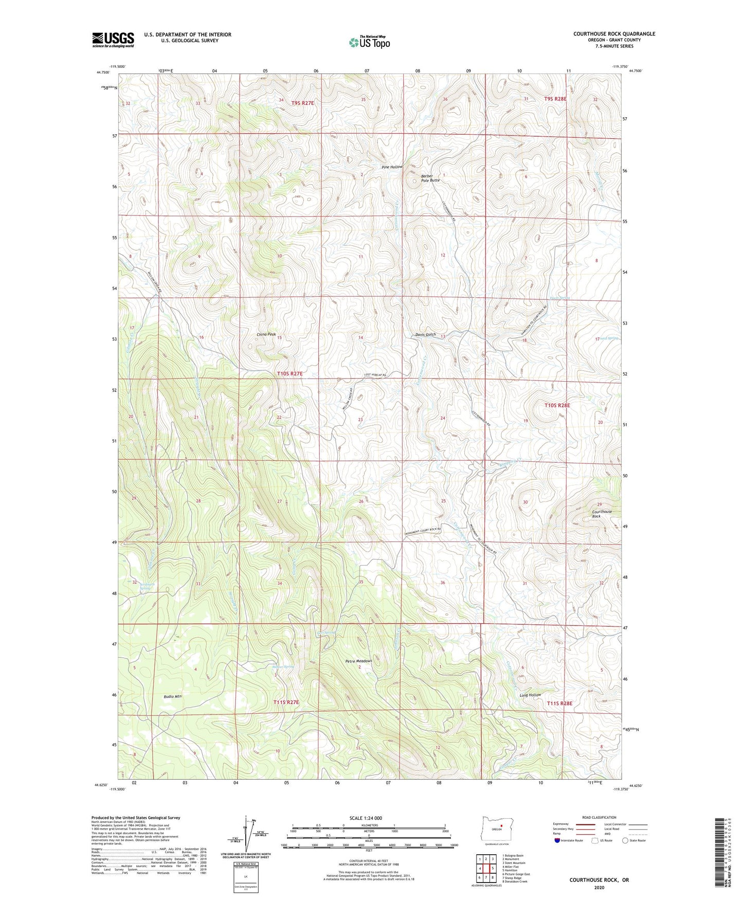 Courthouse Rock Oregon US Topo Map Image