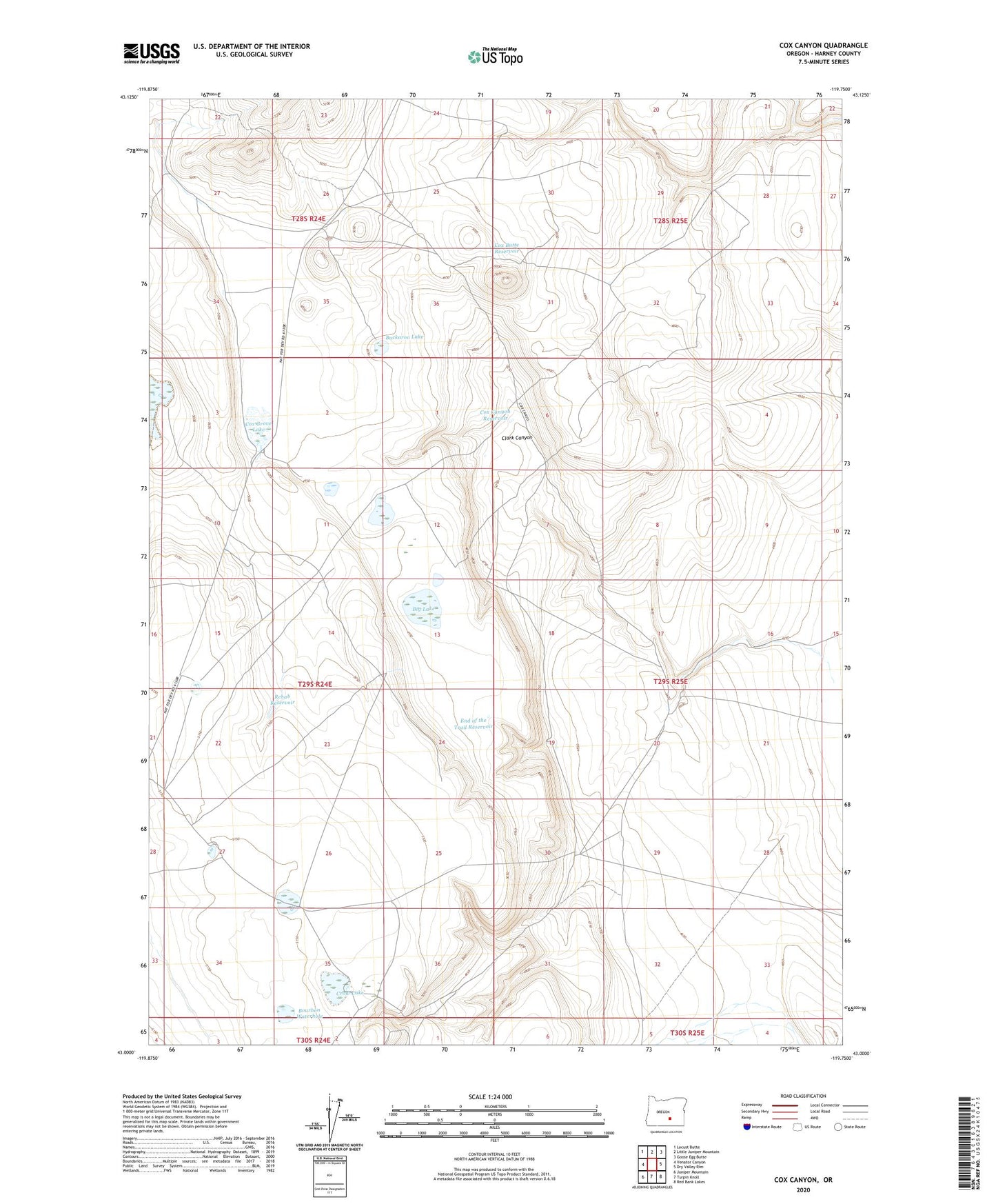 Cox Canyon Oregon US Topo Map Image