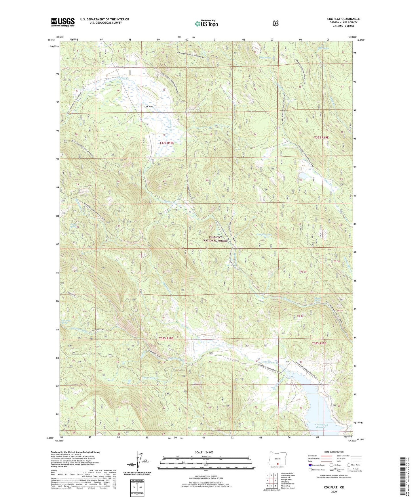 Cox Flat Oregon US Topo Map Image