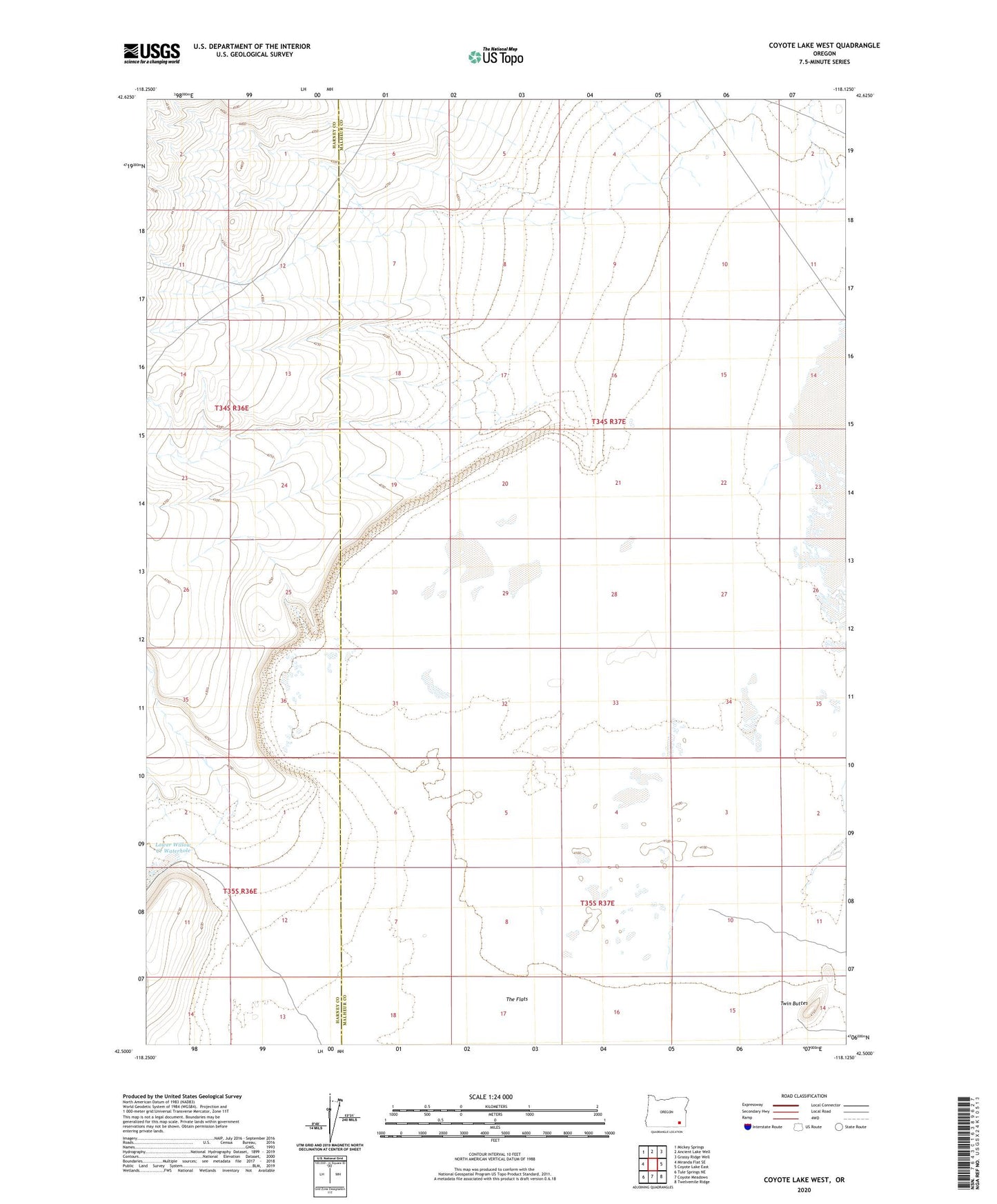Coyote Lake West Oregon US Topo Map Image