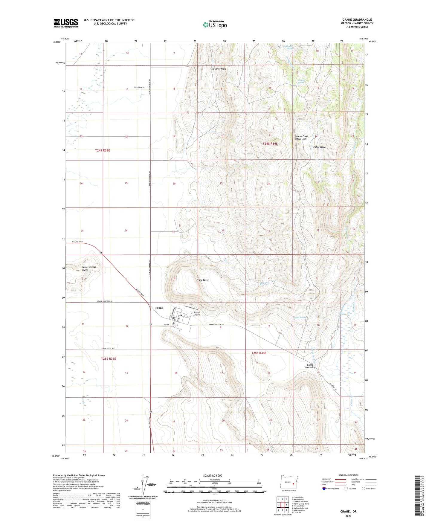 Crane Oregon US Topo Map Image