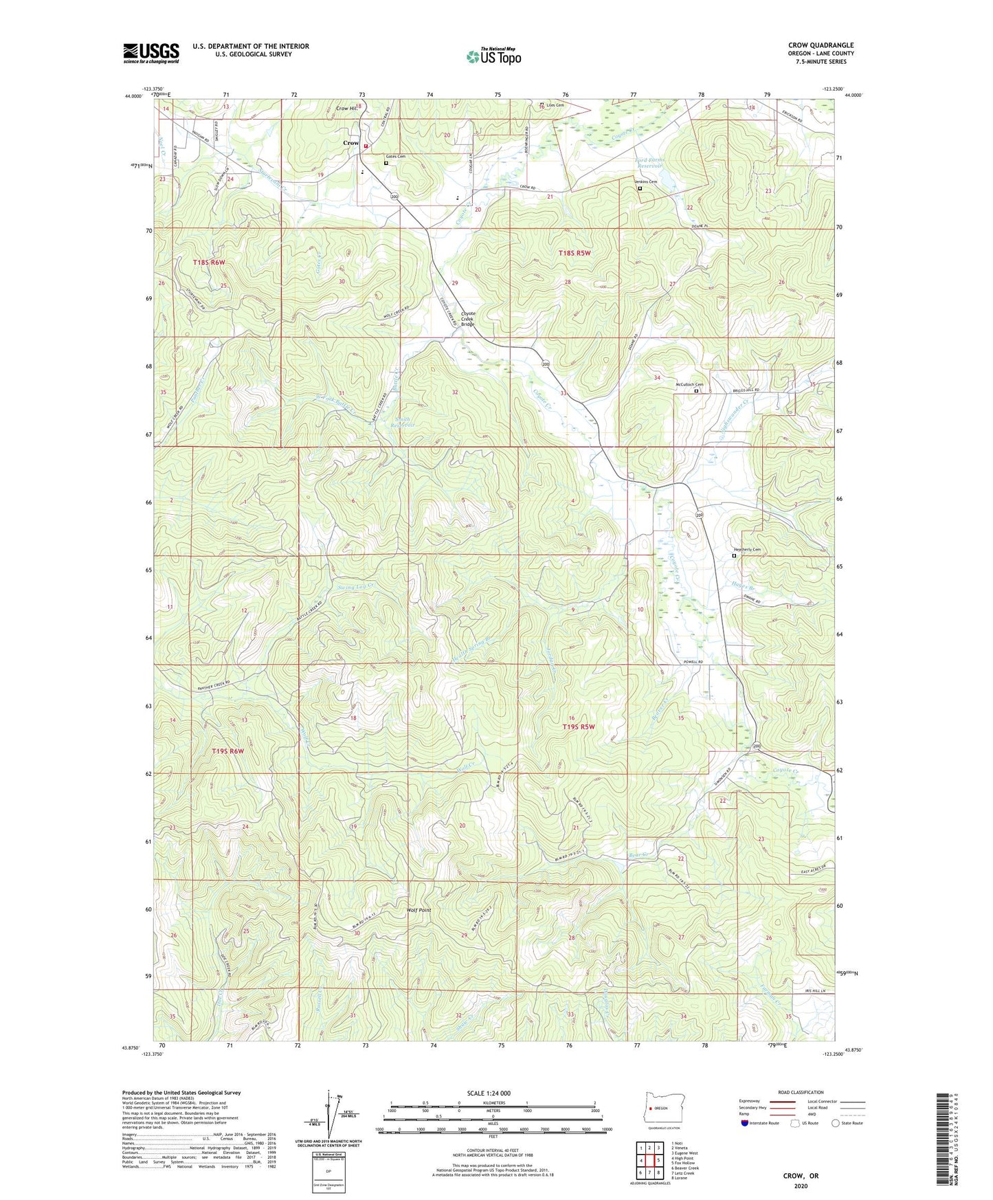Crow Oregon US Topo Map Image