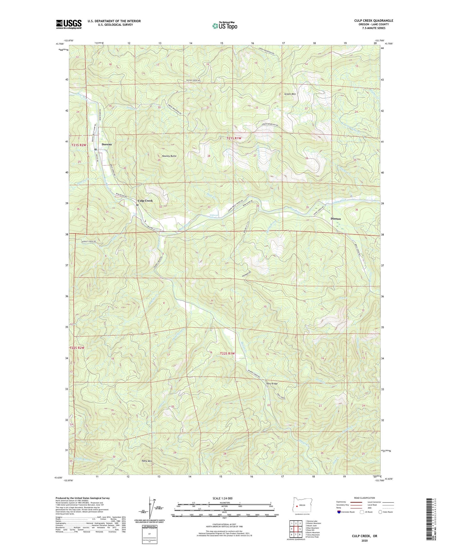 Culp Creek Oregon US Topo Map Image