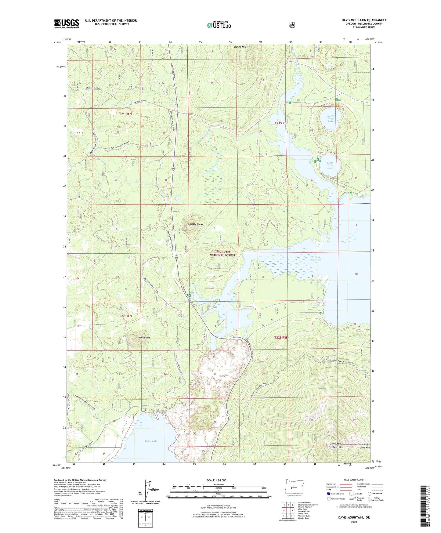 Davis Mountain Oregon US Topo Map Image