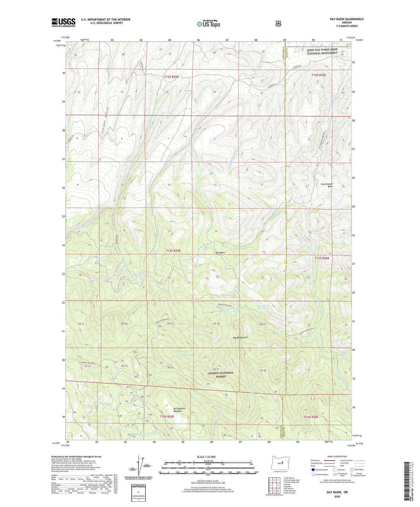 Day Basin Oregon US Topo Map Image