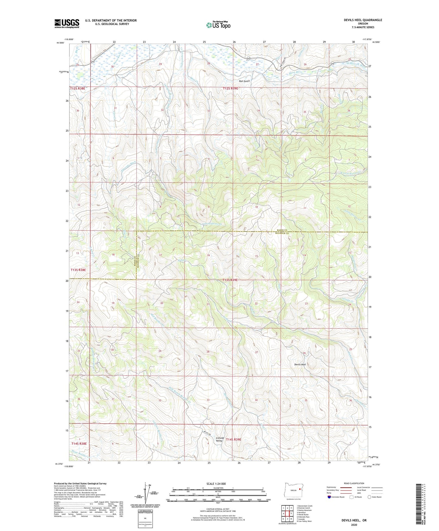 Devils Heel Oregon US Topo Map Image