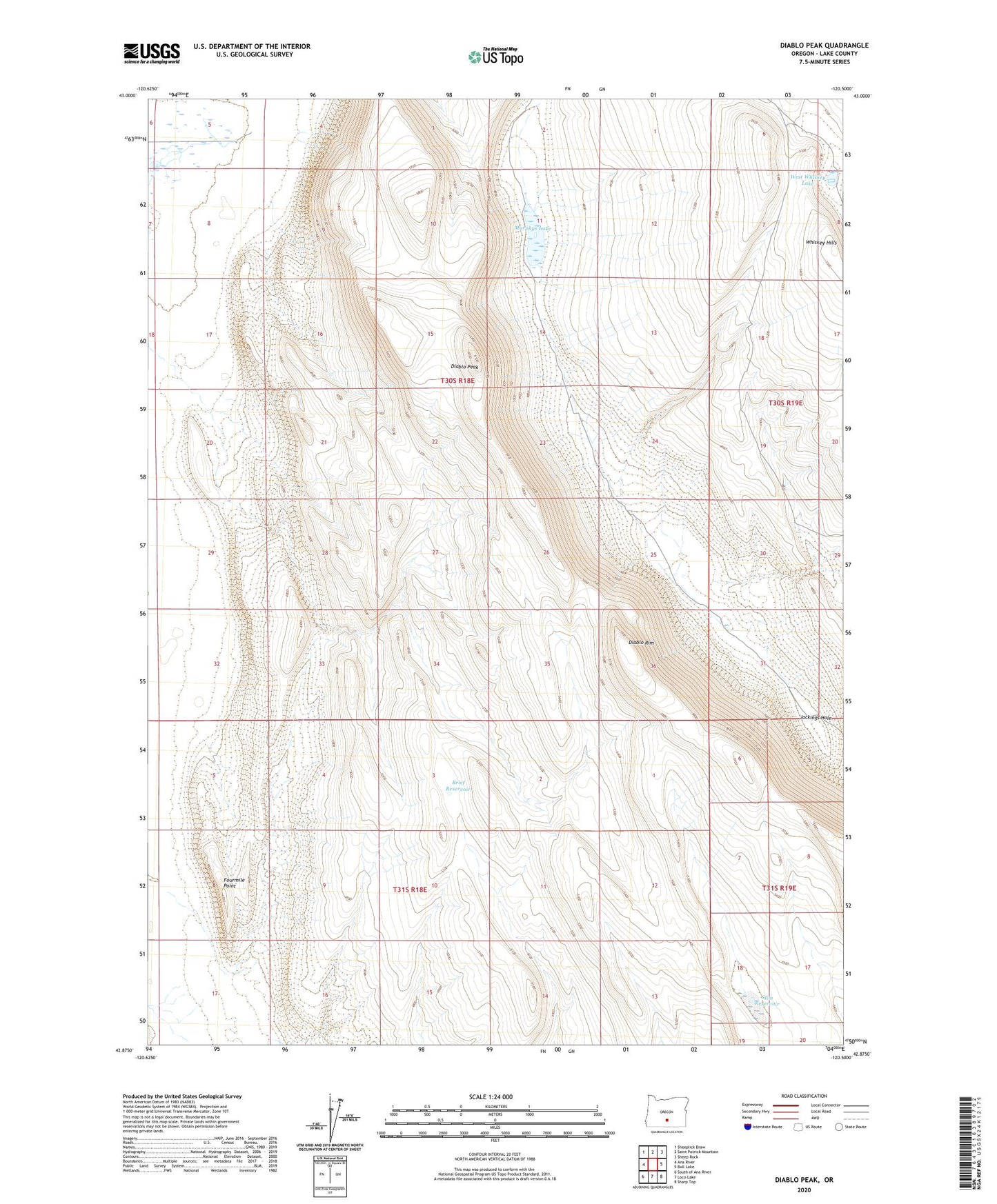 Diablo Peak Oregon US Topo Map Image
