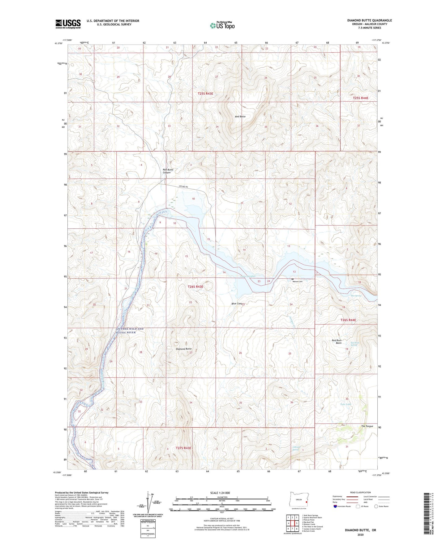 Diamond Butte Oregon US Topo Map Image
