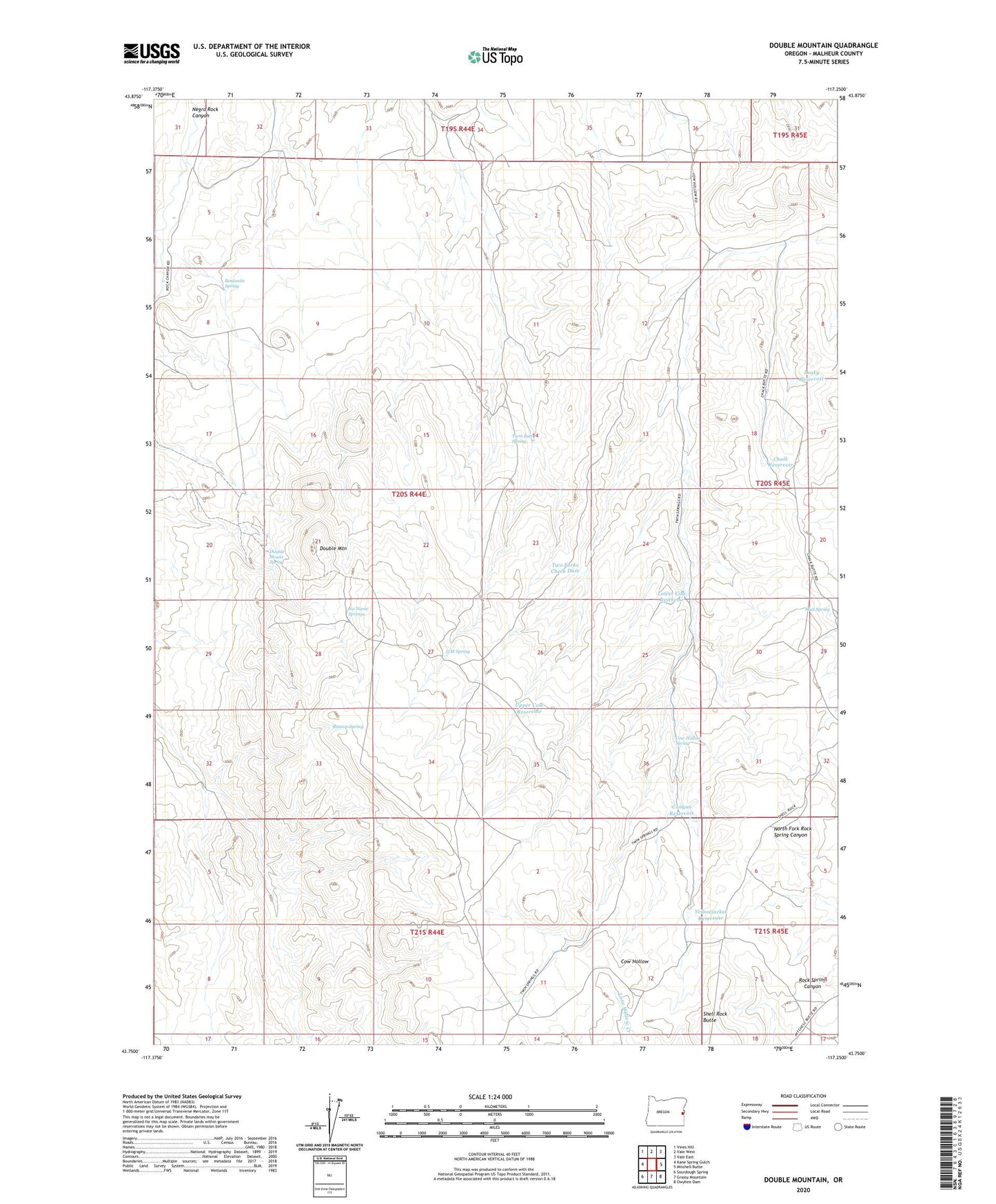 Double Mountain Oregon US Topo Map Image