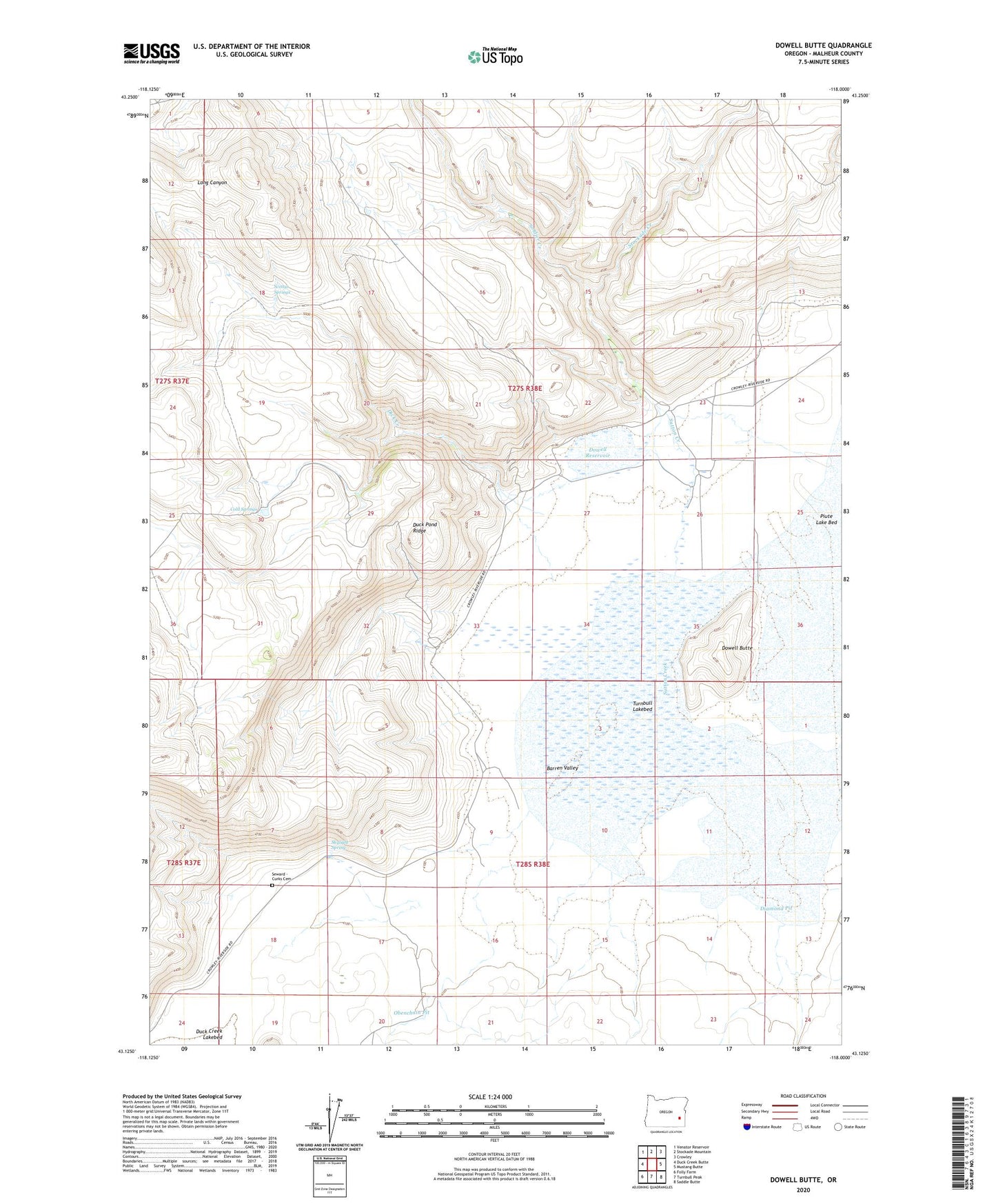 Dowell Butte Oregon US Topo Map Image