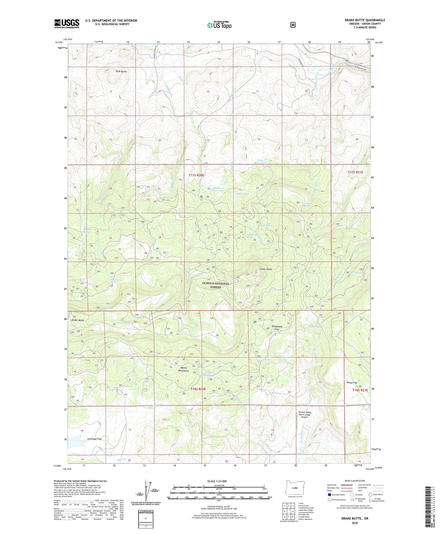 Drake Butte Oregon US Topo Map Image