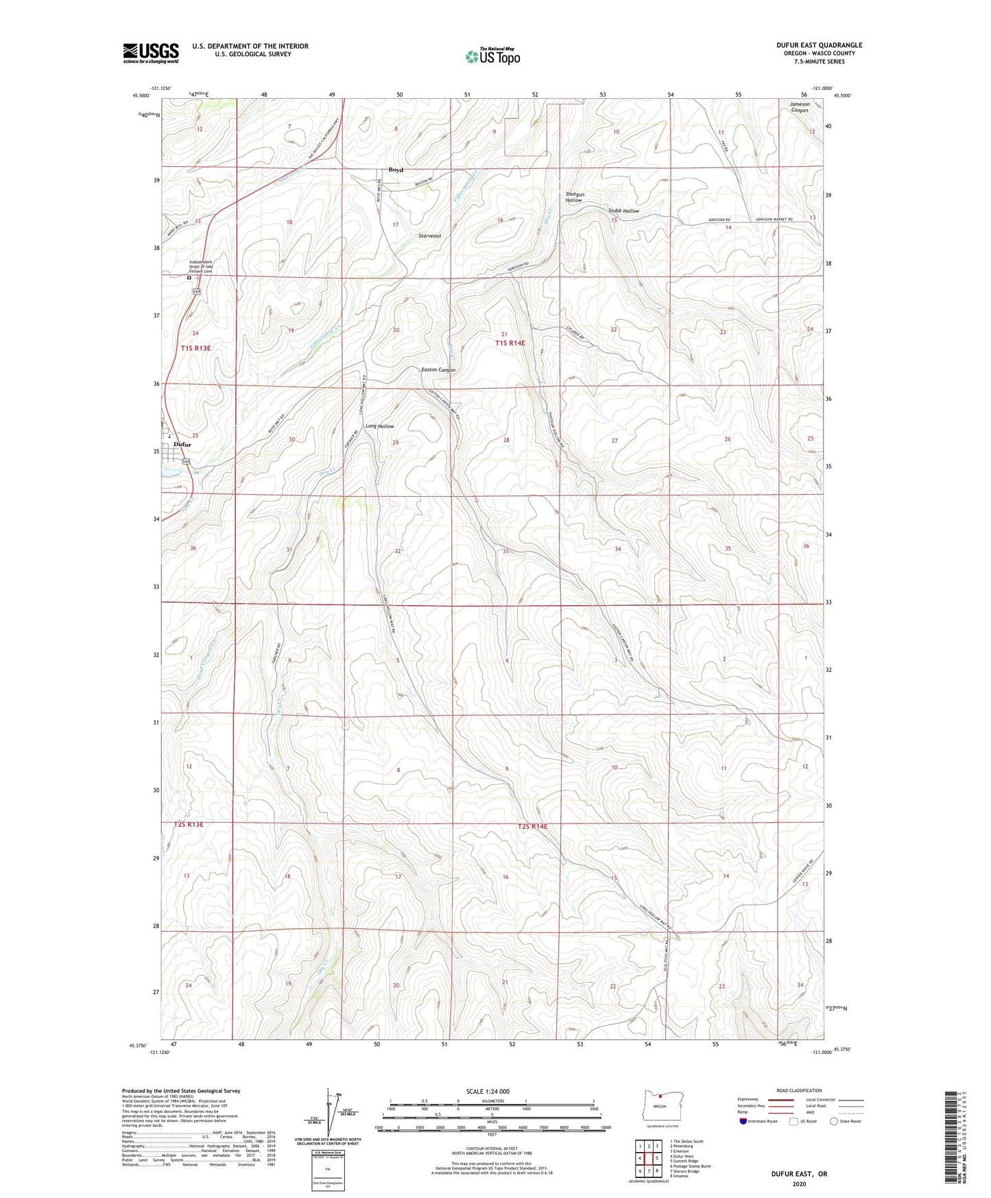 Dufur East Oregon US Topo Map Image