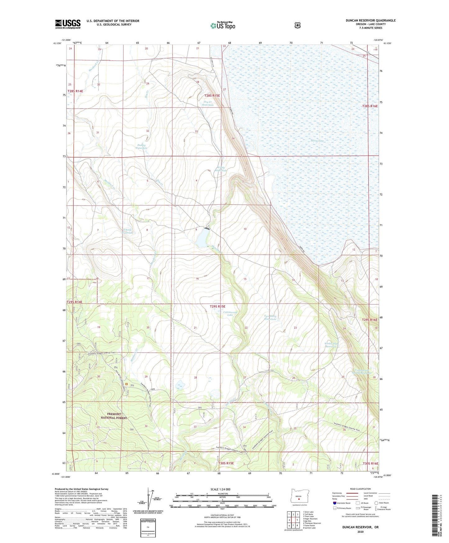 Duncan Reservoir Oregon US Topo Map Image