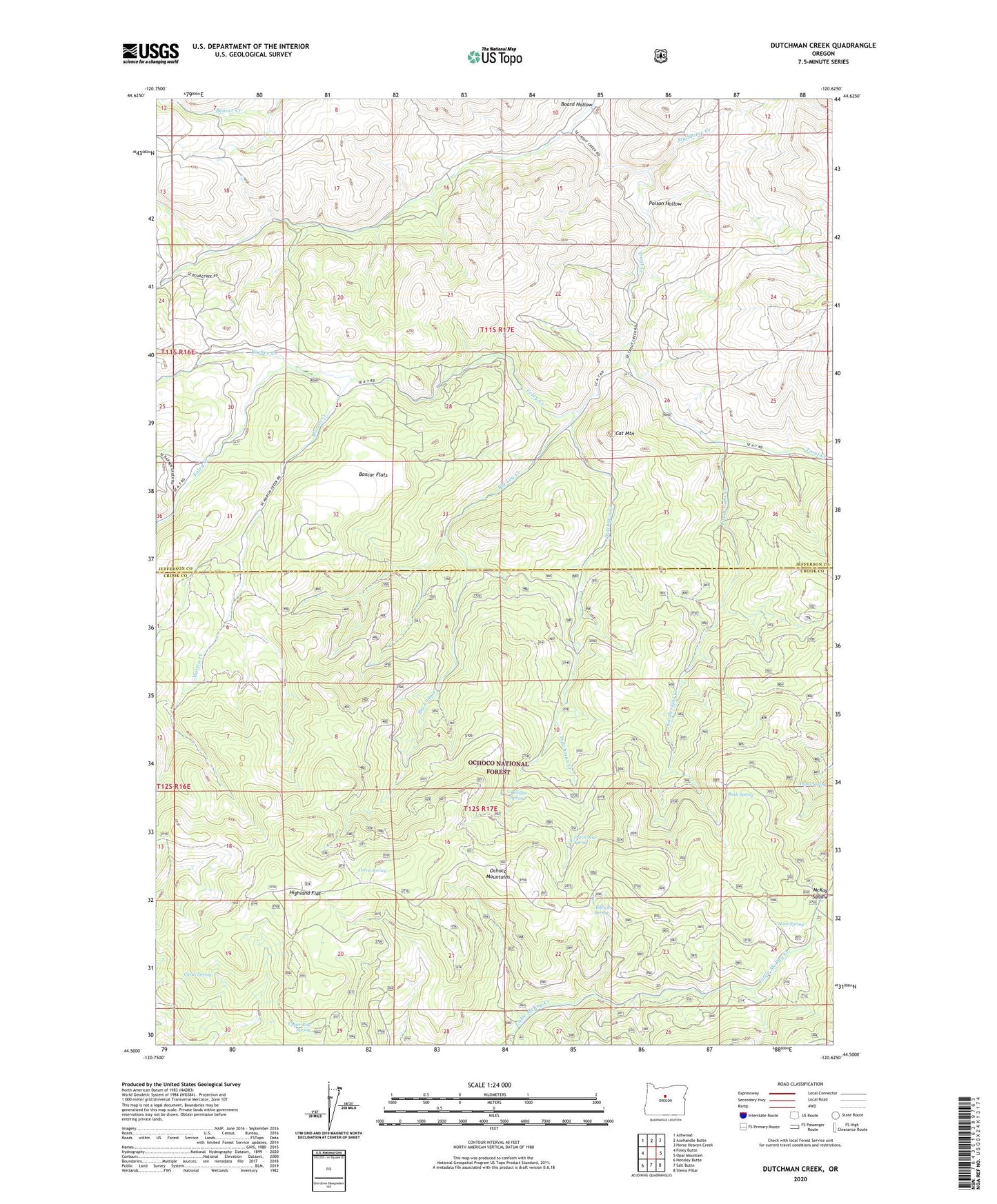 Dutchman Creek Oregon US Topo Map Image