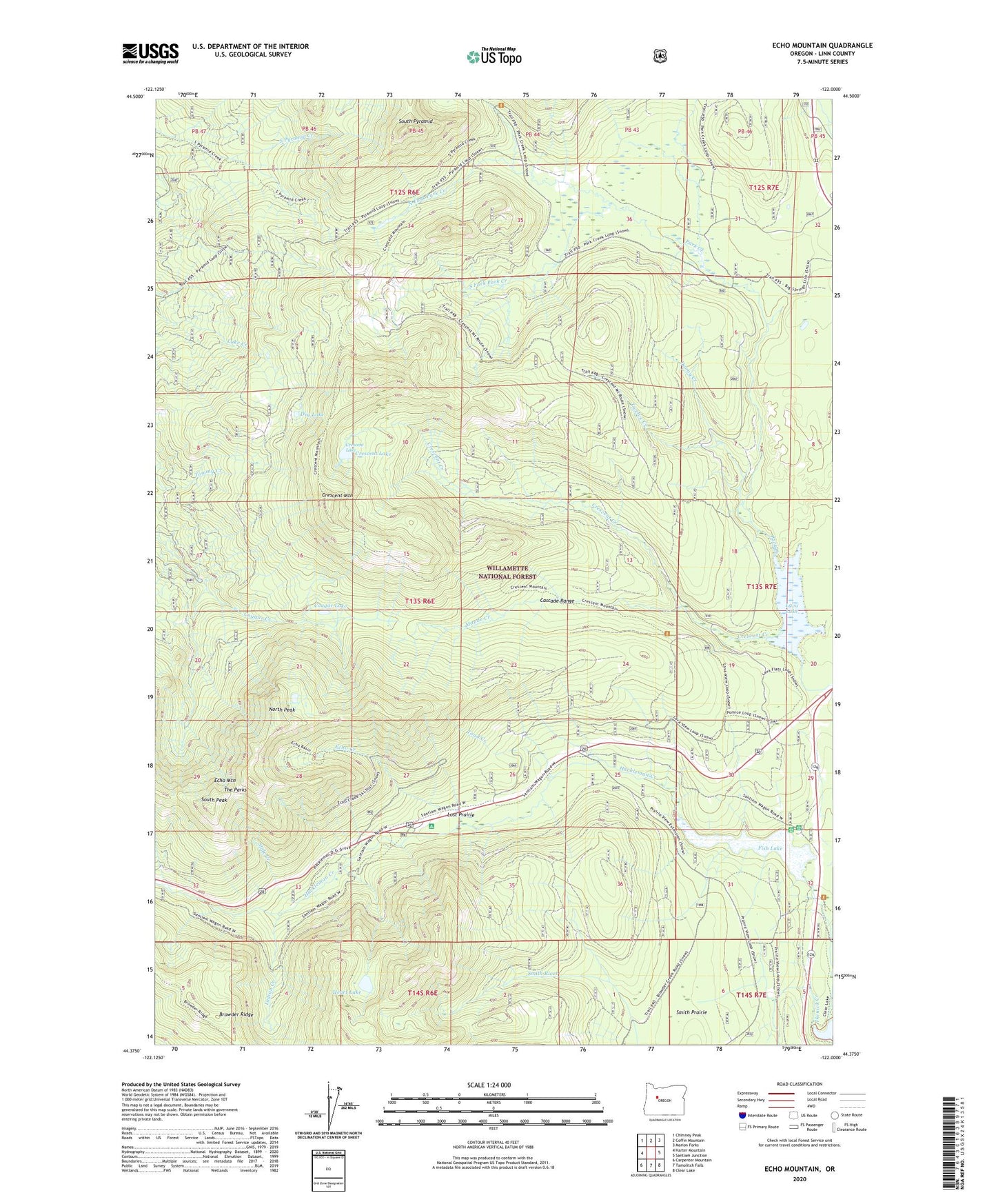 Echo Mountain Oregon US Topo Map Image