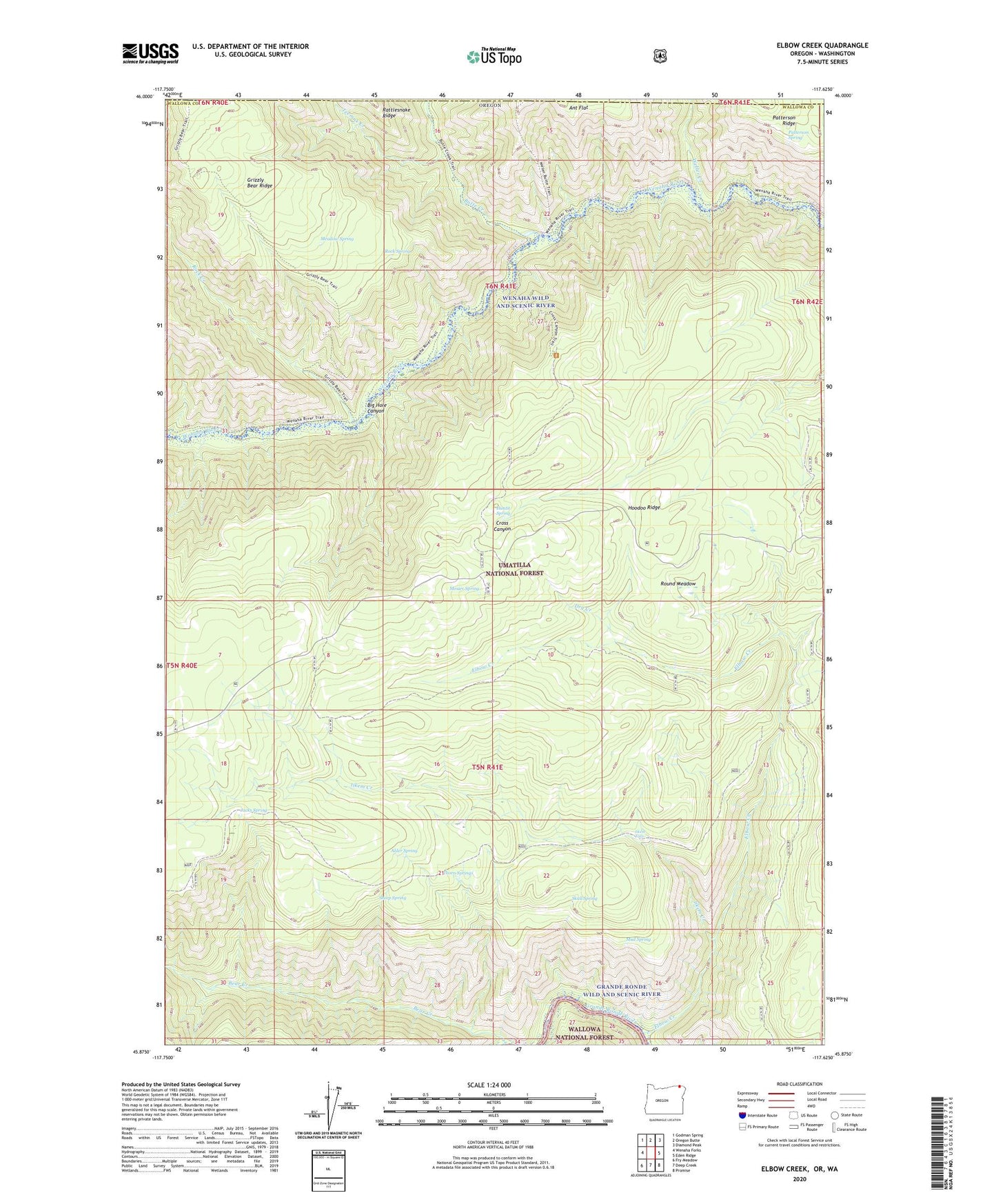 Elbow Creek Oregon US Topo Map Image
