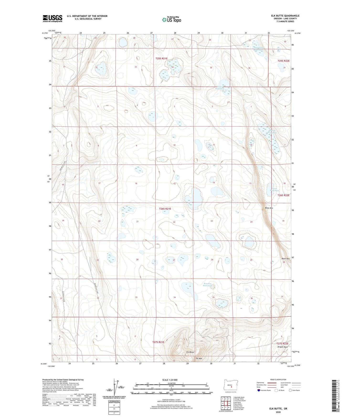 Elk Butte Oregon US Topo Map Image