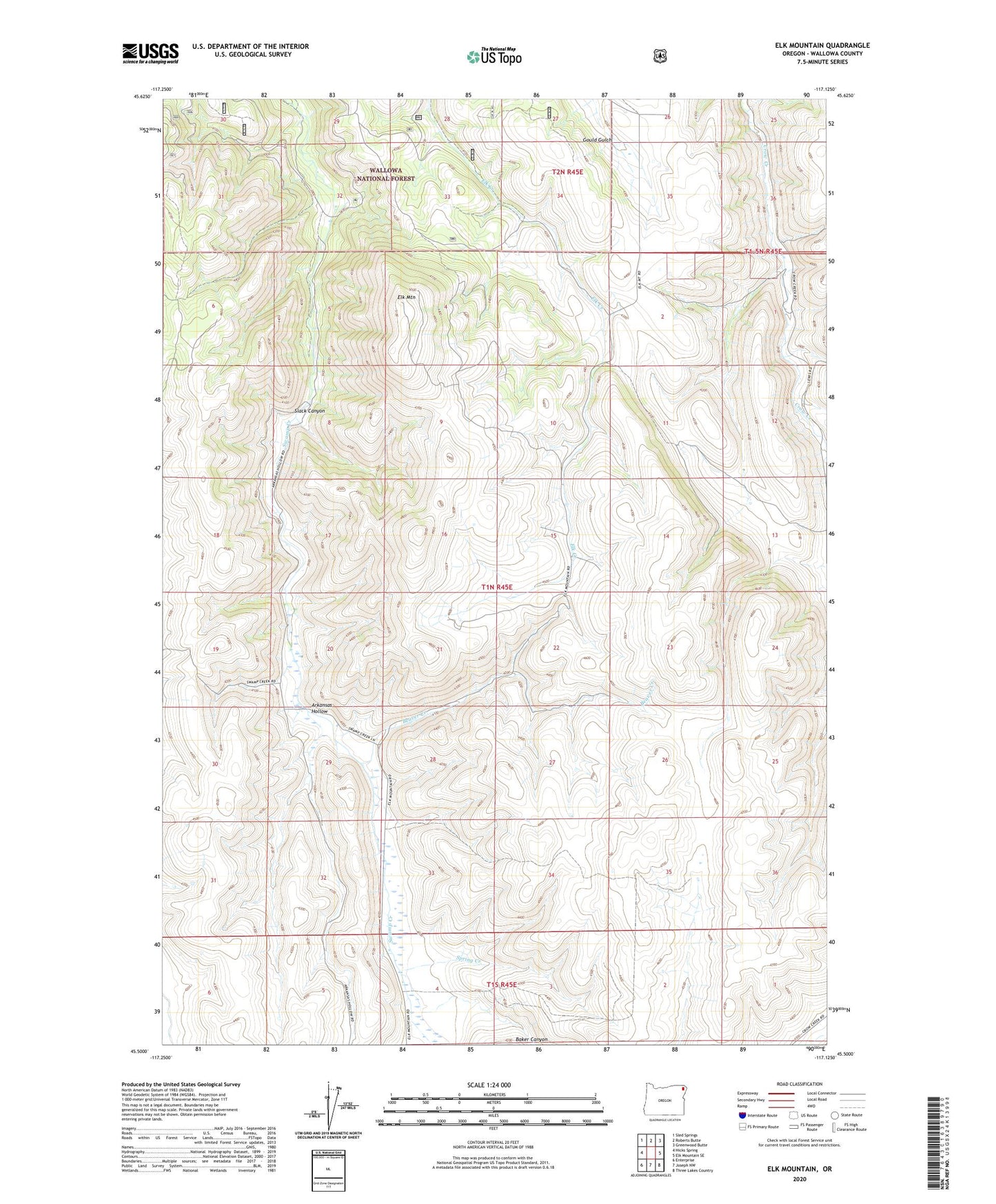 Elk Mountain Oregon US Topo Map Image