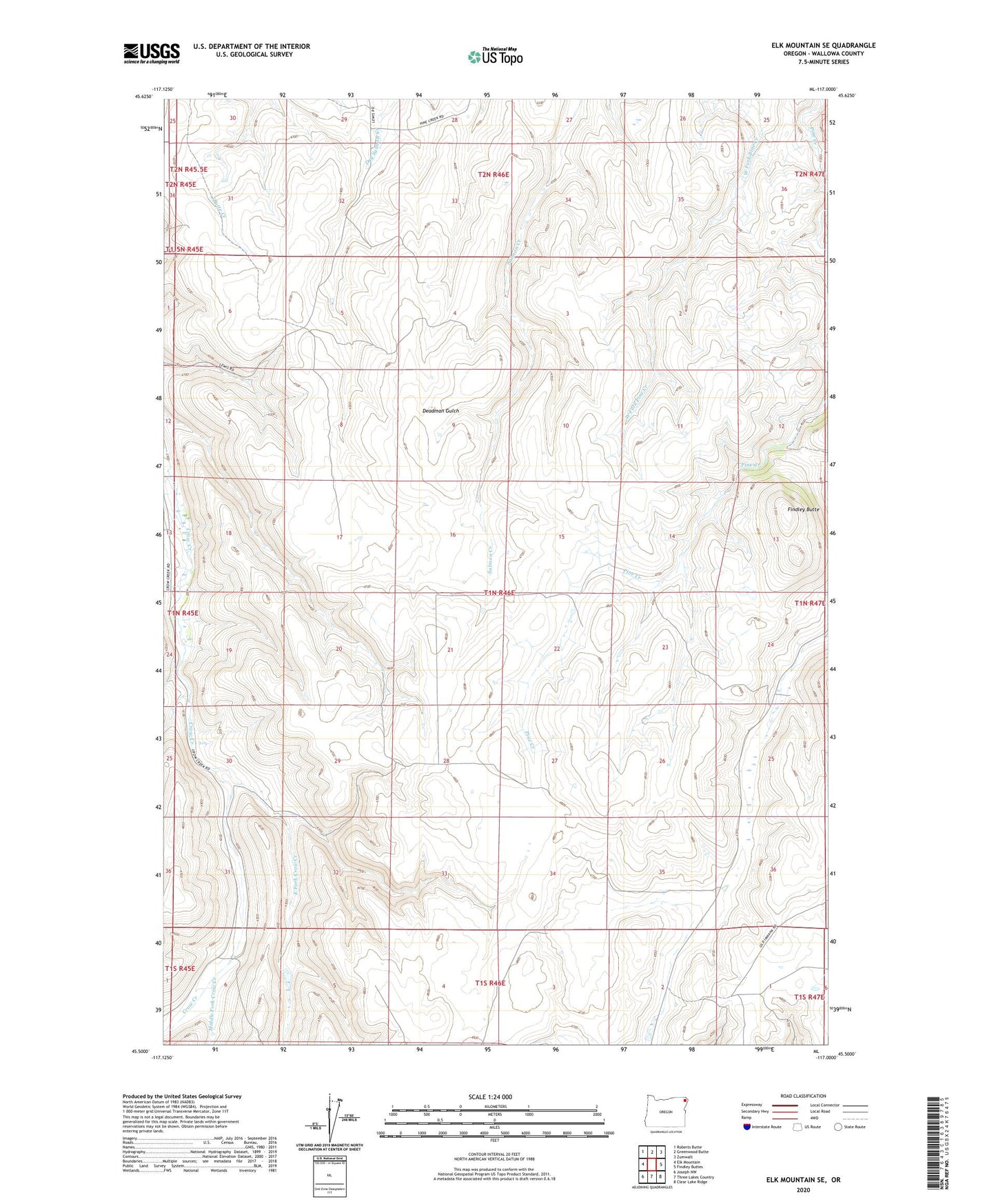 Elk Mountain SE Oregon US Topo Map Image