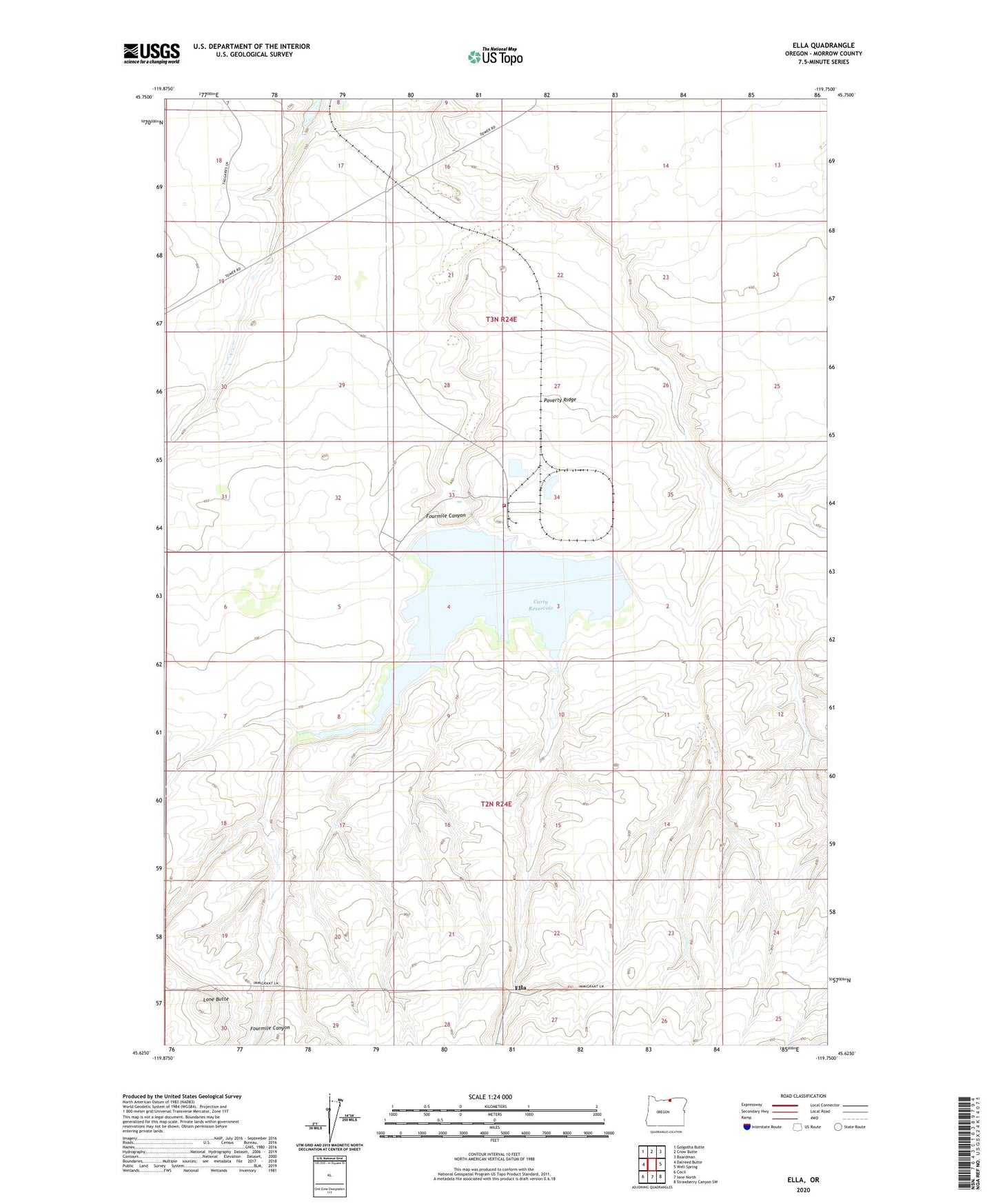 Ella Oregon US Topo Map Image