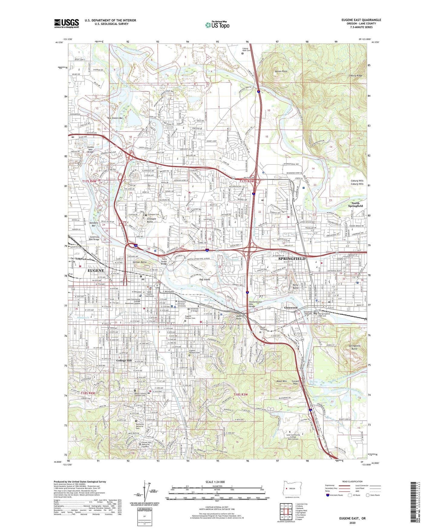 Eugene East Oregon US Topo Map Image