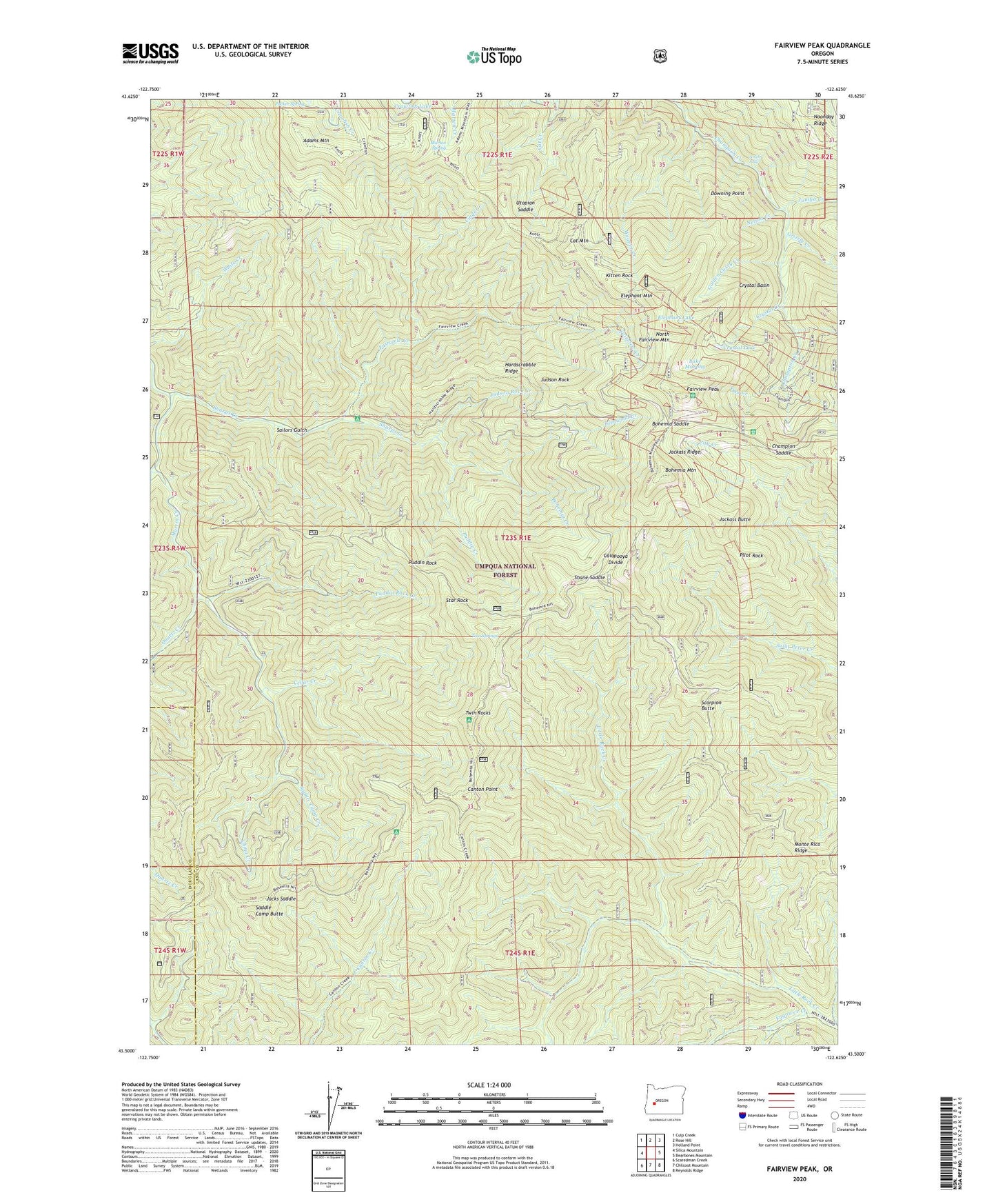 Fairview Peak Oregon US Topo Map Image