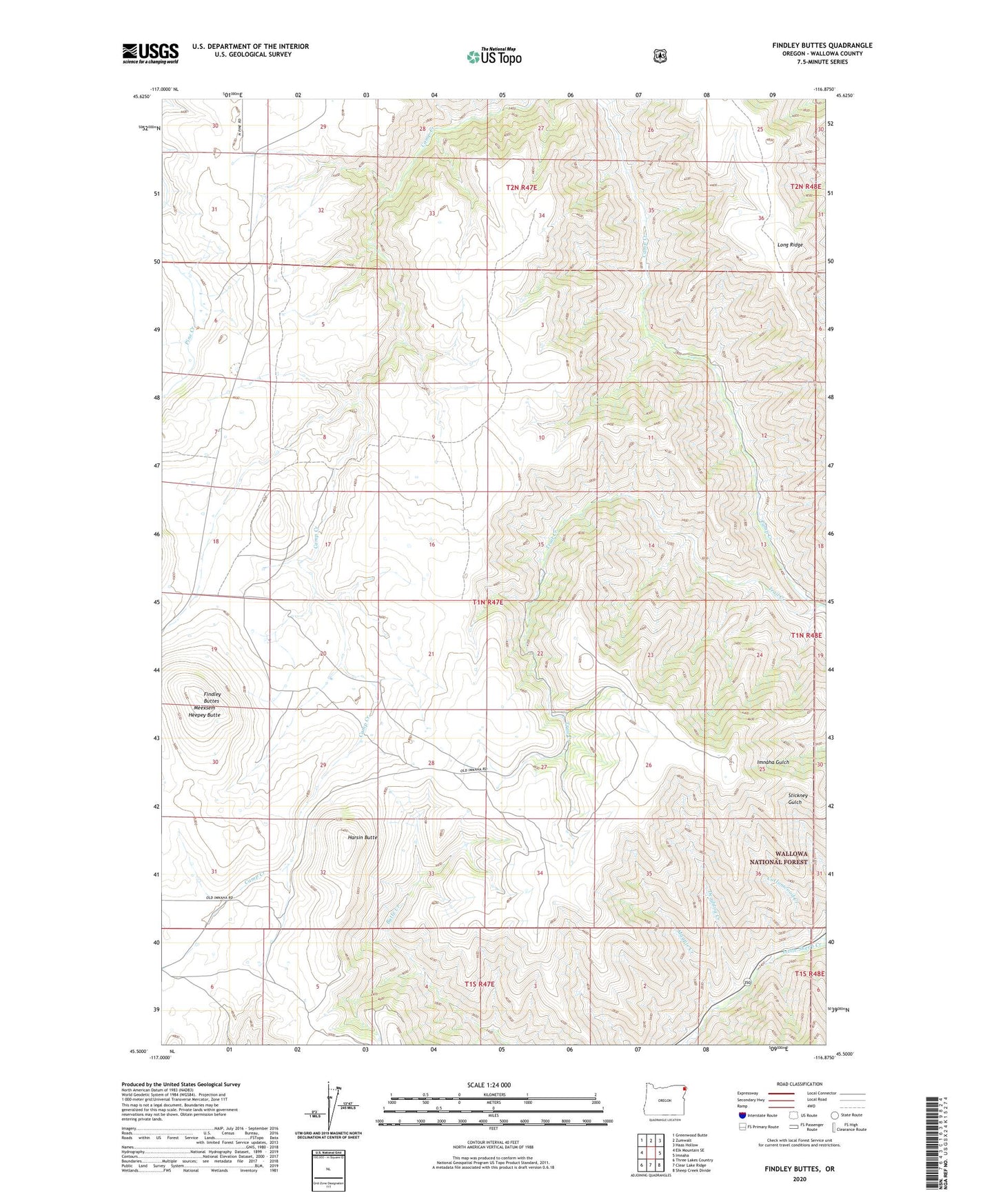 Findley Buttes Oregon US Topo Map Image