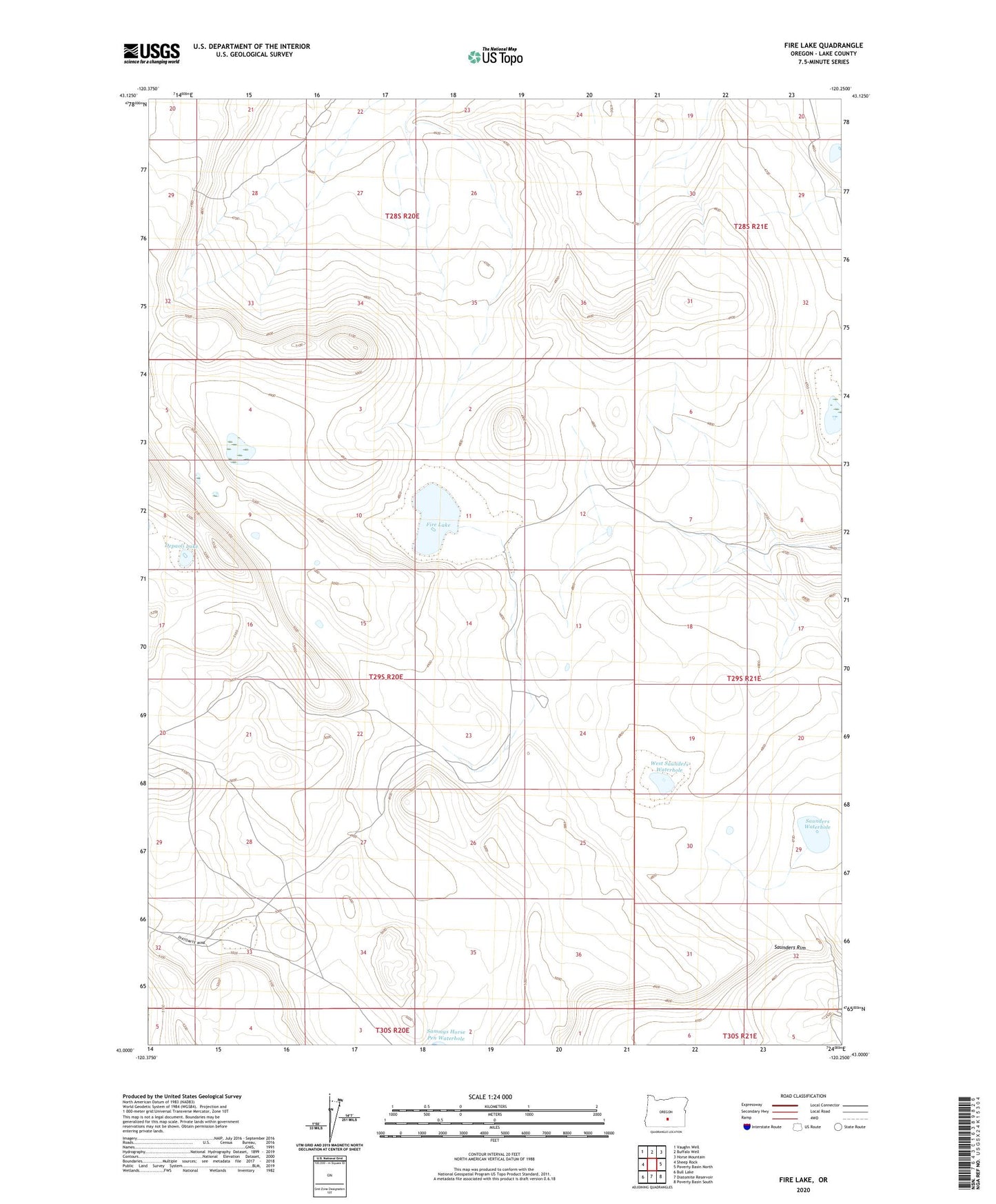 Fire Lake Oregon US Topo Map Image