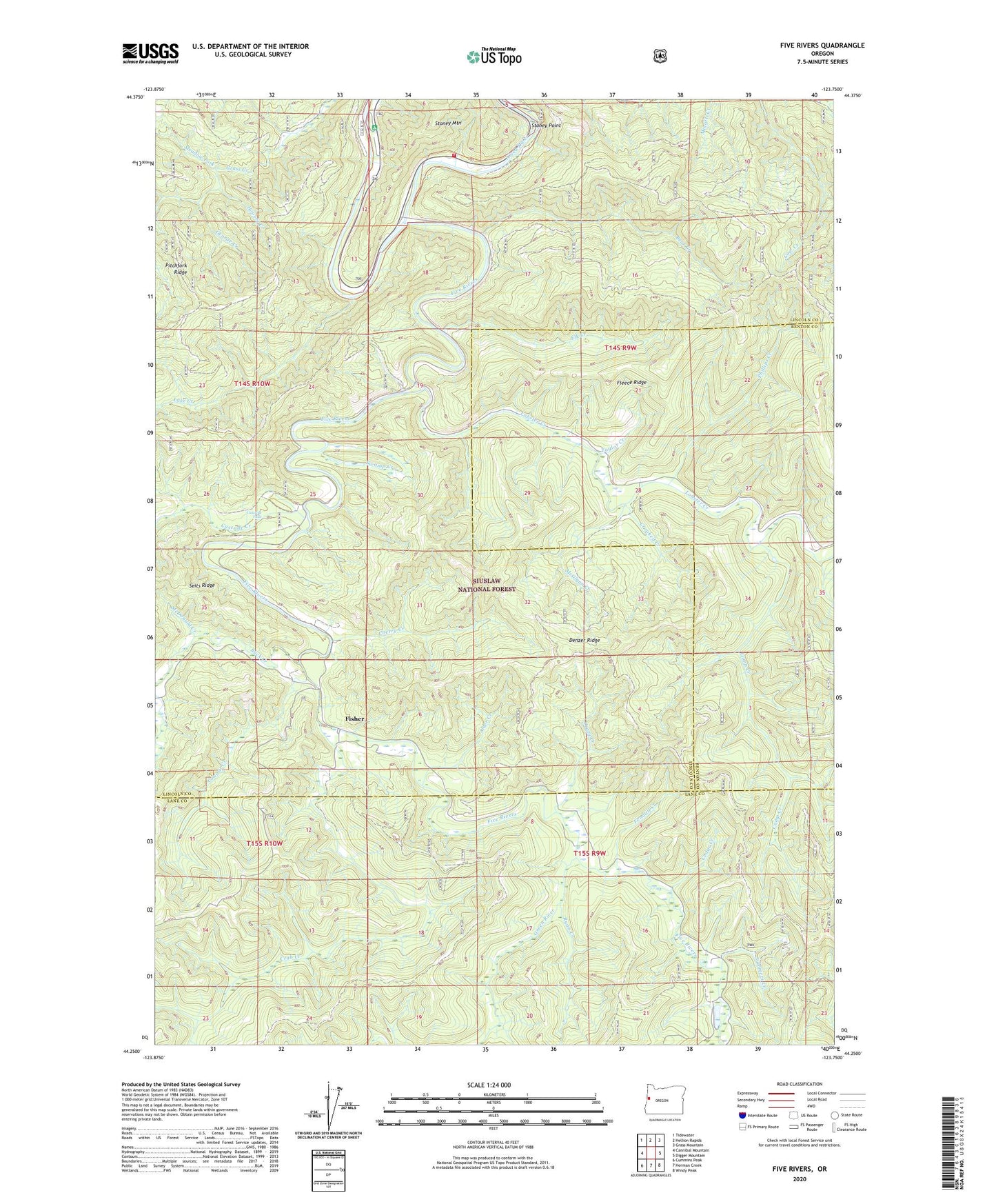 Five Rivers Oregon US Topo Map Image